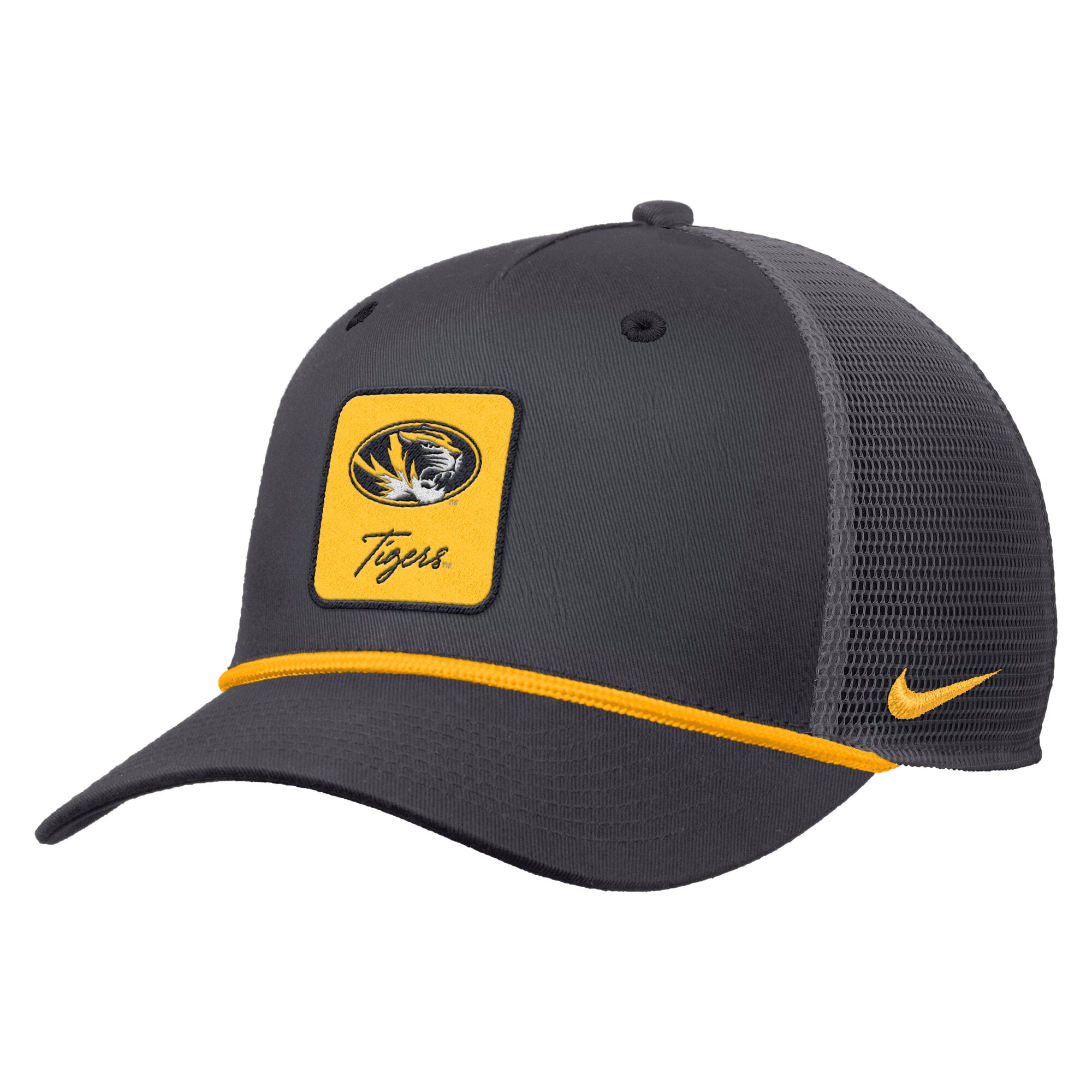 Casquette trucker Nike anthracite Missouri Tigers Primetime Logo Script Rise Rope pour homme