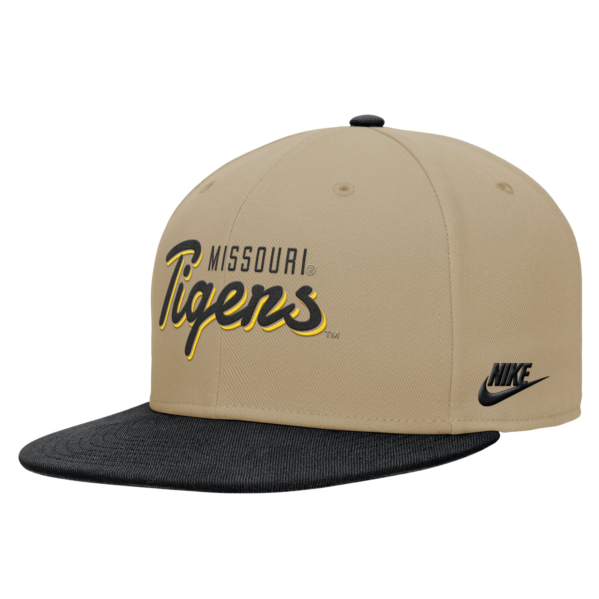 Men's Nike Beige/Black Missouri Tigers Pro Dri-FIT Snapback Hat