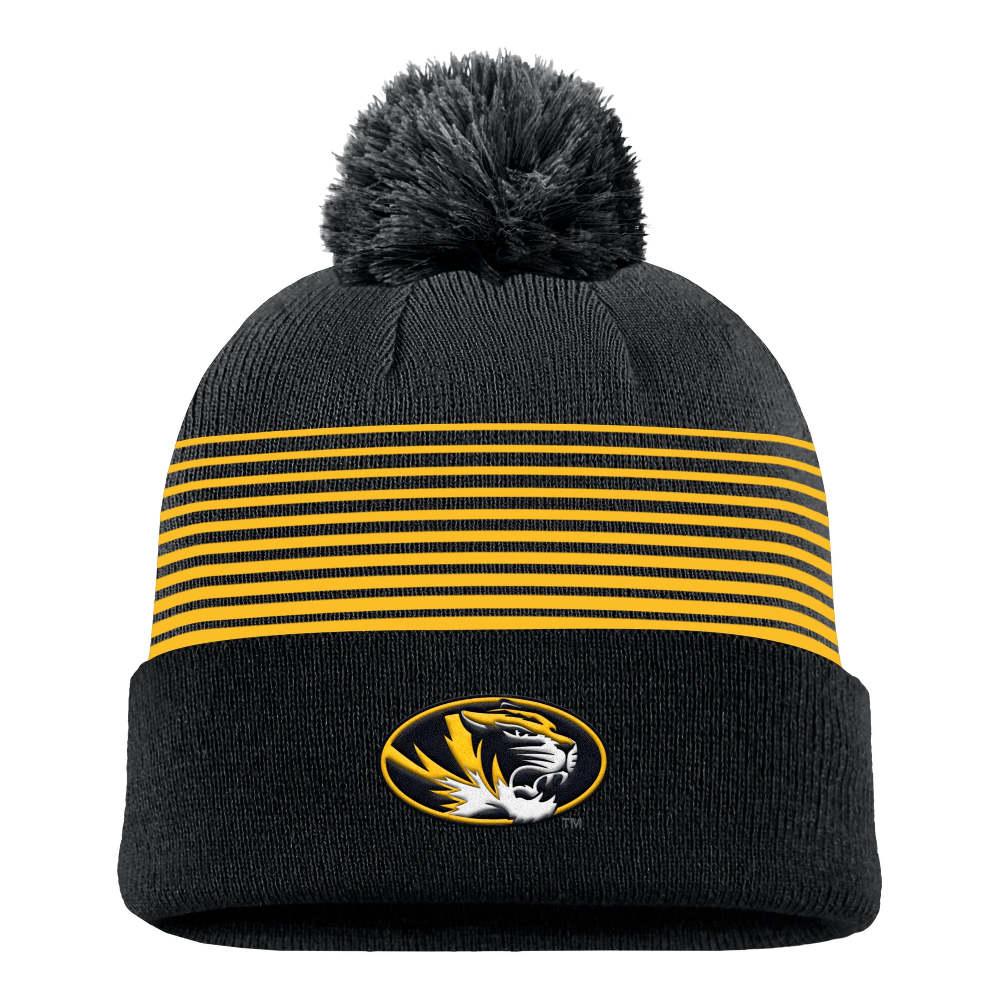 Men's Nike Black Missouri Tigers 2026 On-Field Peak Cuffed Knit Hat with Pom
