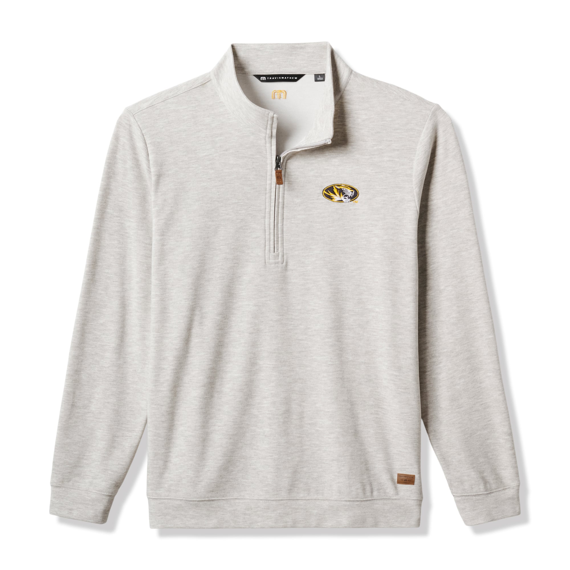 Men's TravisMathew Heather Gray Missouri Tigers Cloud Home Game Quarter-Zip Tri-Blend Pullover