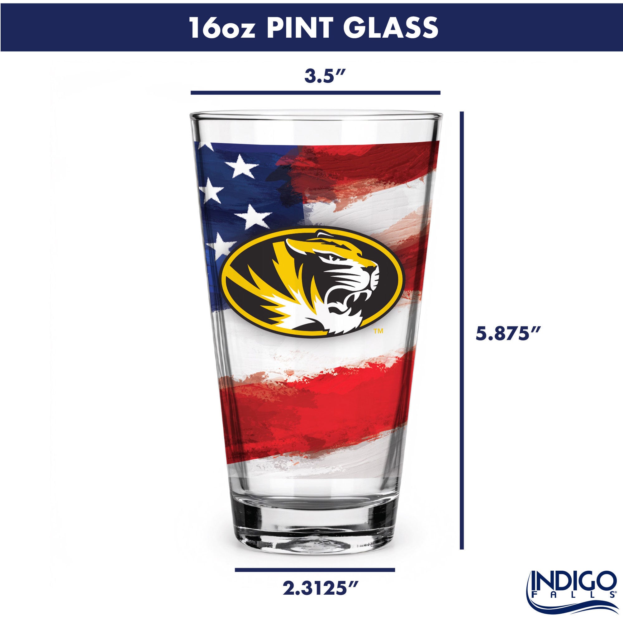Ensemble de deux verres à bière de style américain Missouri Tigers de 473 ml (16 oz).
