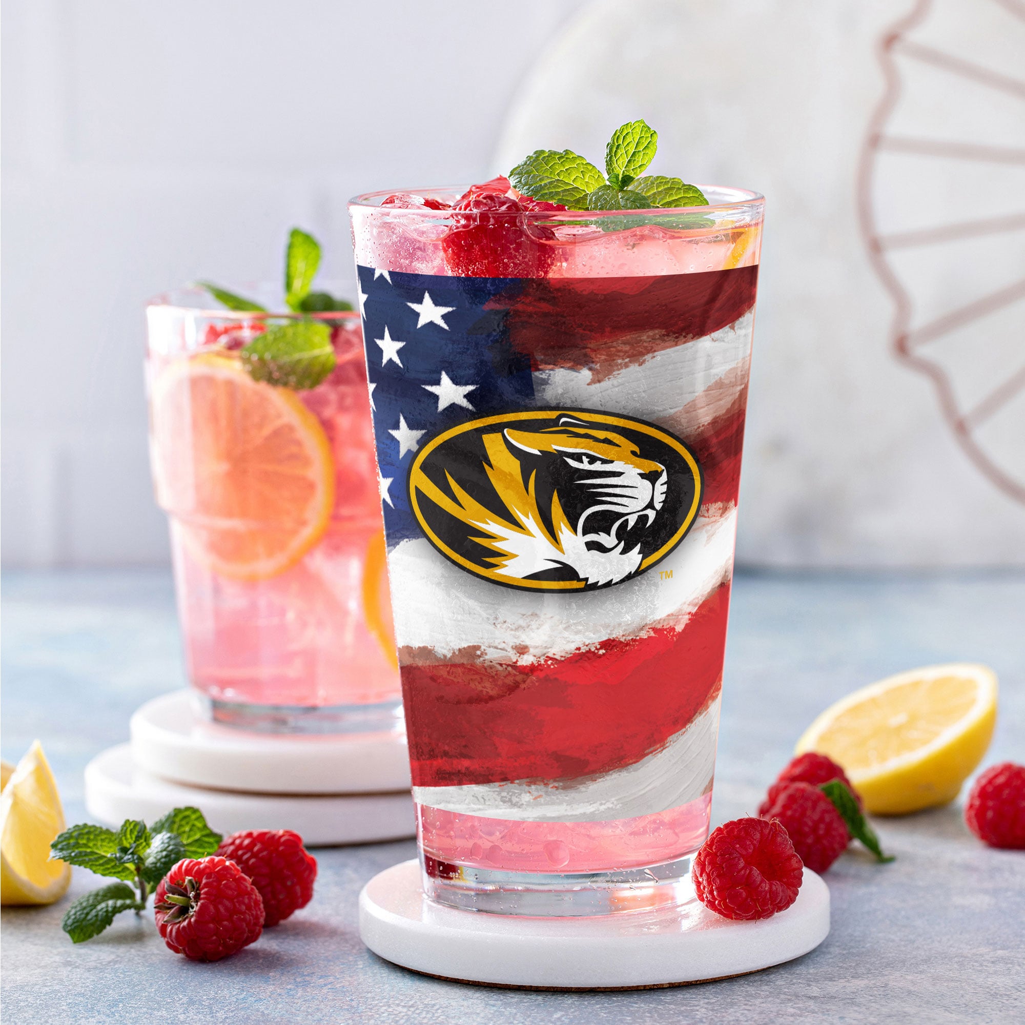 Ensemble de deux verres à bière de style américain Missouri Tigers de 473 ml (16 oz).