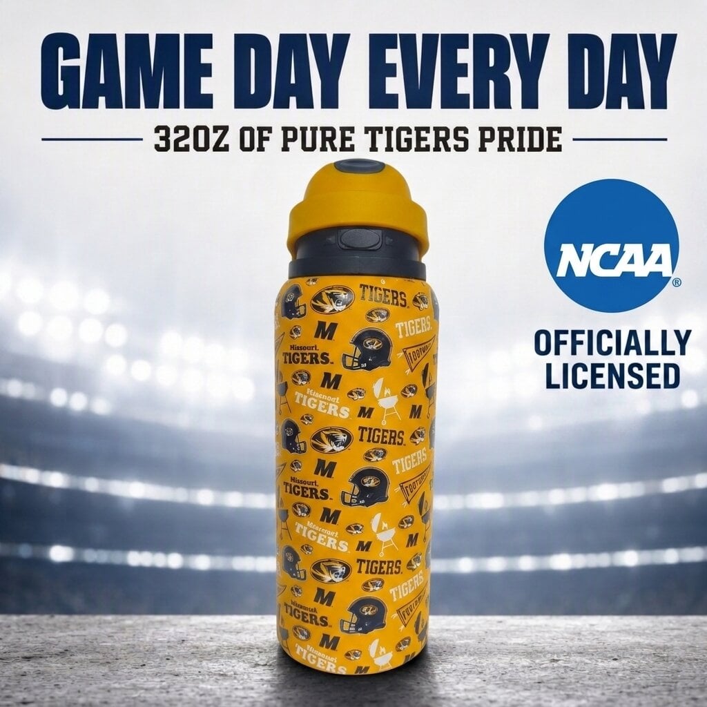 Gourde Pegasus Missouri Tigers 32 oz. Fanion de match en acier inoxydable ProPress