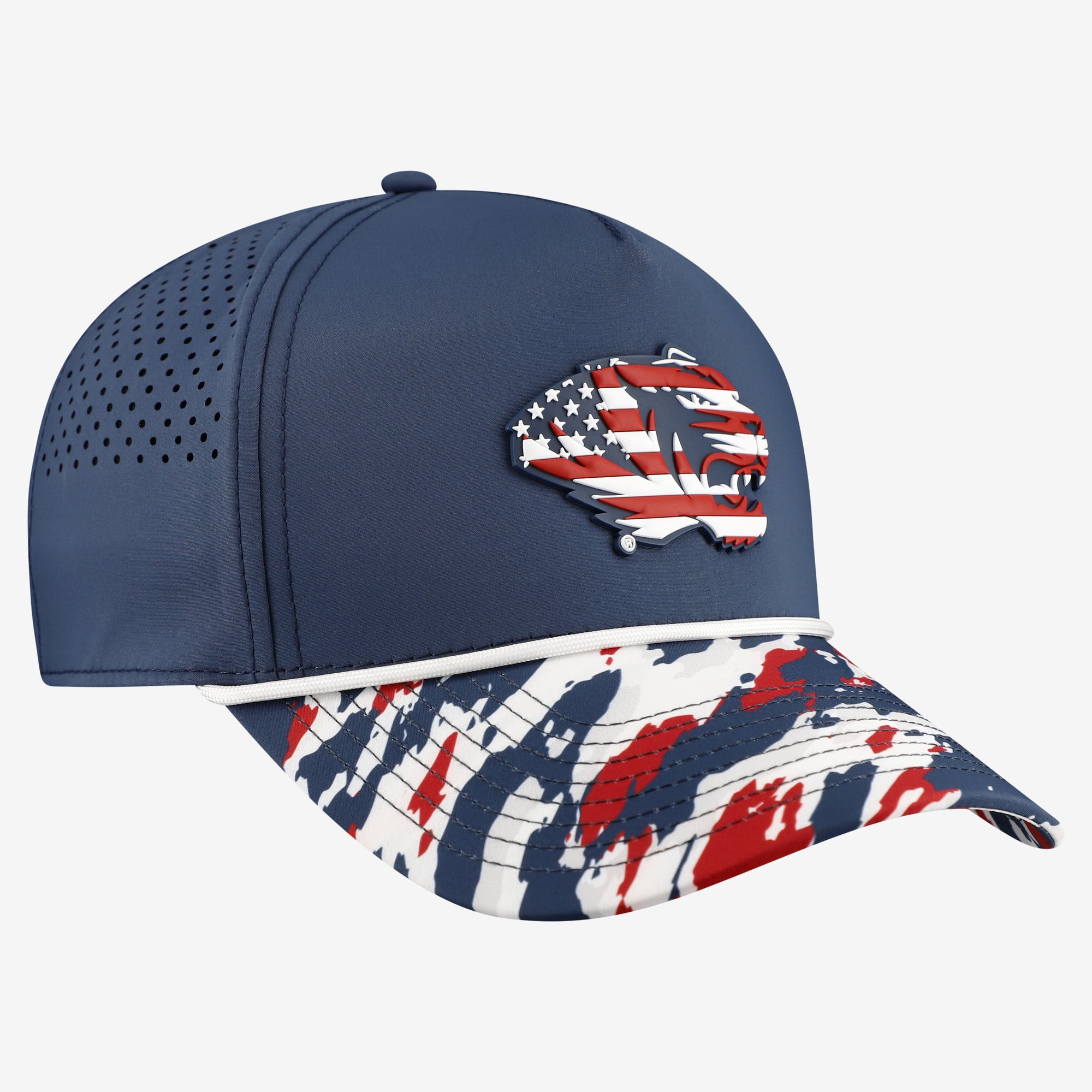 Casquette unisexe à cordon ajustable, bleu marine, Missouri Tigers, étoiles et rayures