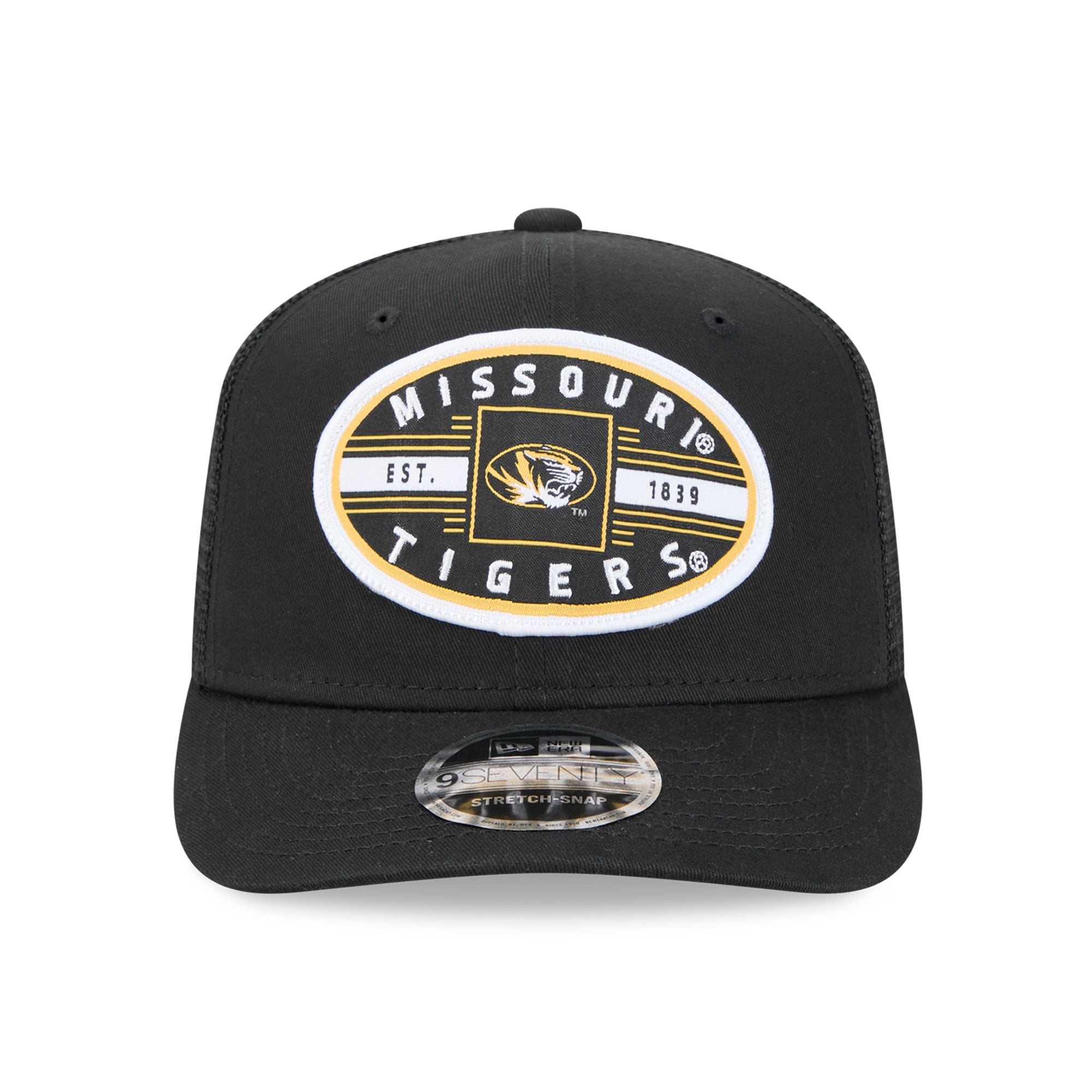 Casquette trucker unisexe New Era noire Missouri Tigers Inline Patch 9SEVENTY, ajustable