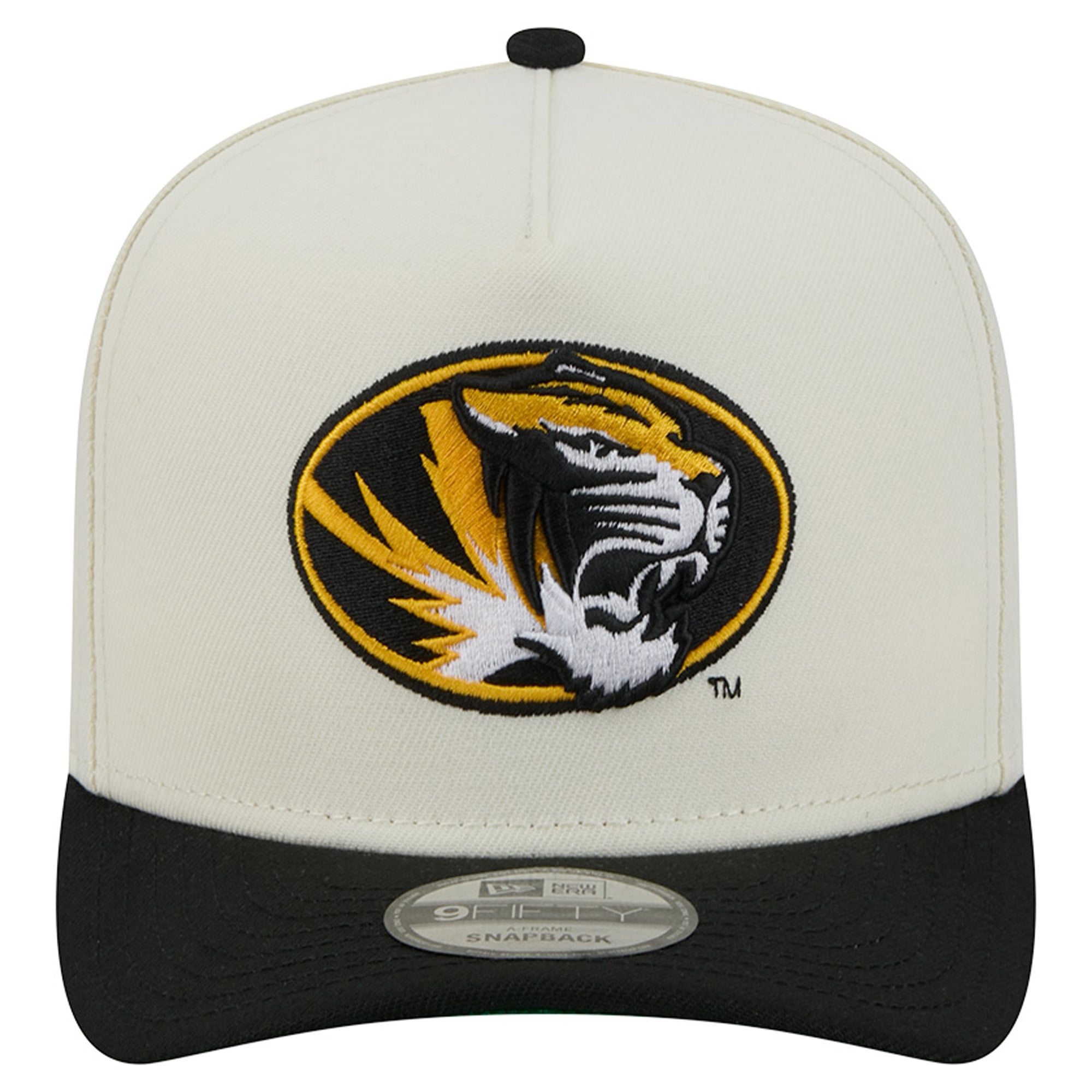 Casquette unisexe New Era blanche et noire Missouri Tigers A-Frame 9FIFTY Snapback