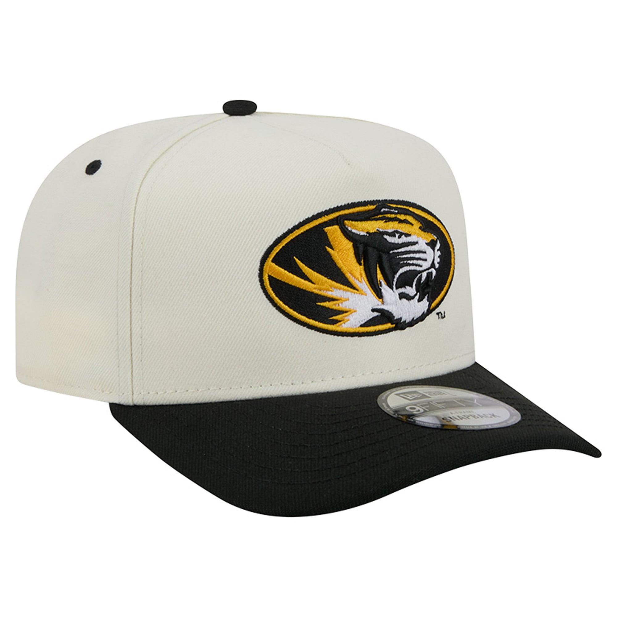 Casquette unisexe New Era blanche et noire Missouri Tigers A-Frame 9FIFTY Snapback
