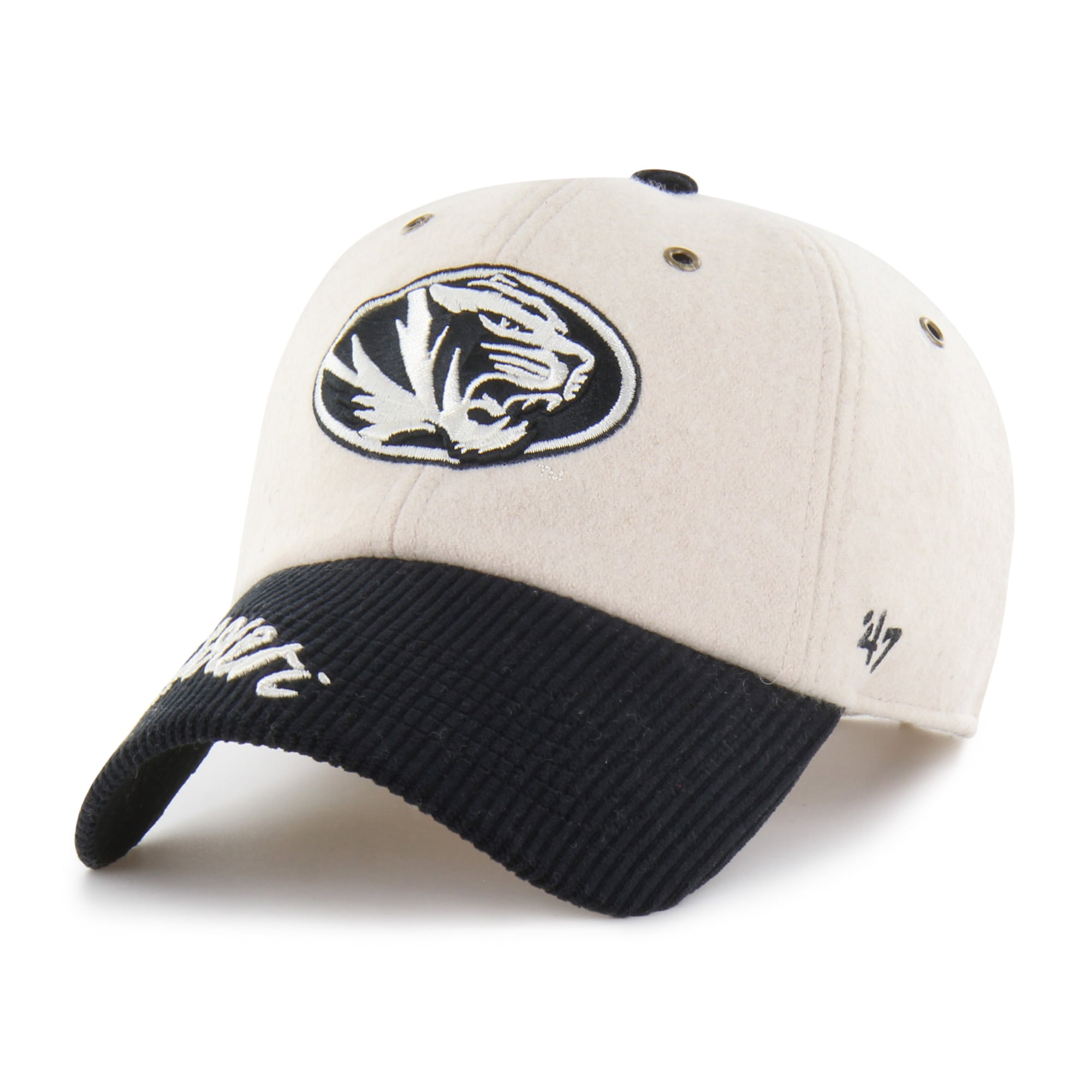 Women's '47 Cream/Black Missouri Tigers Rope Script Clean Up Adjustable Hat