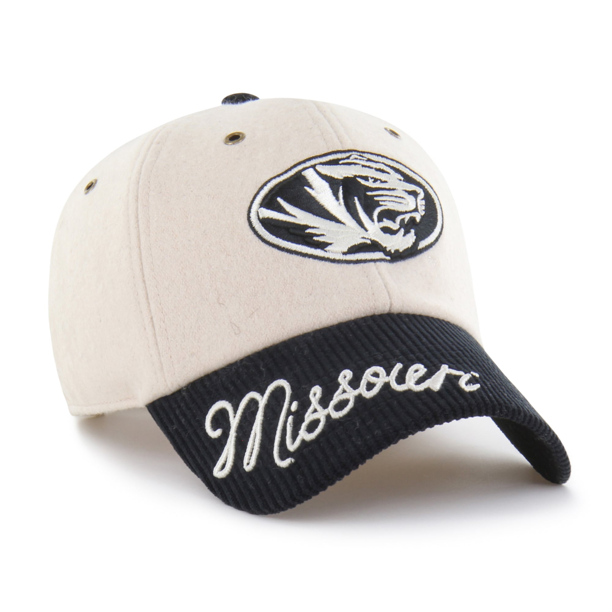 Women's '47 Cream/Black Missouri Tigers Rope Script Clean Up Adjustable Hat