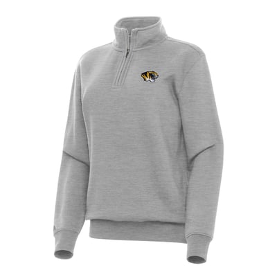 Missouri Tigers Antigua Women's Victory Quarter-Zip Sweatshirt - Heather Gray