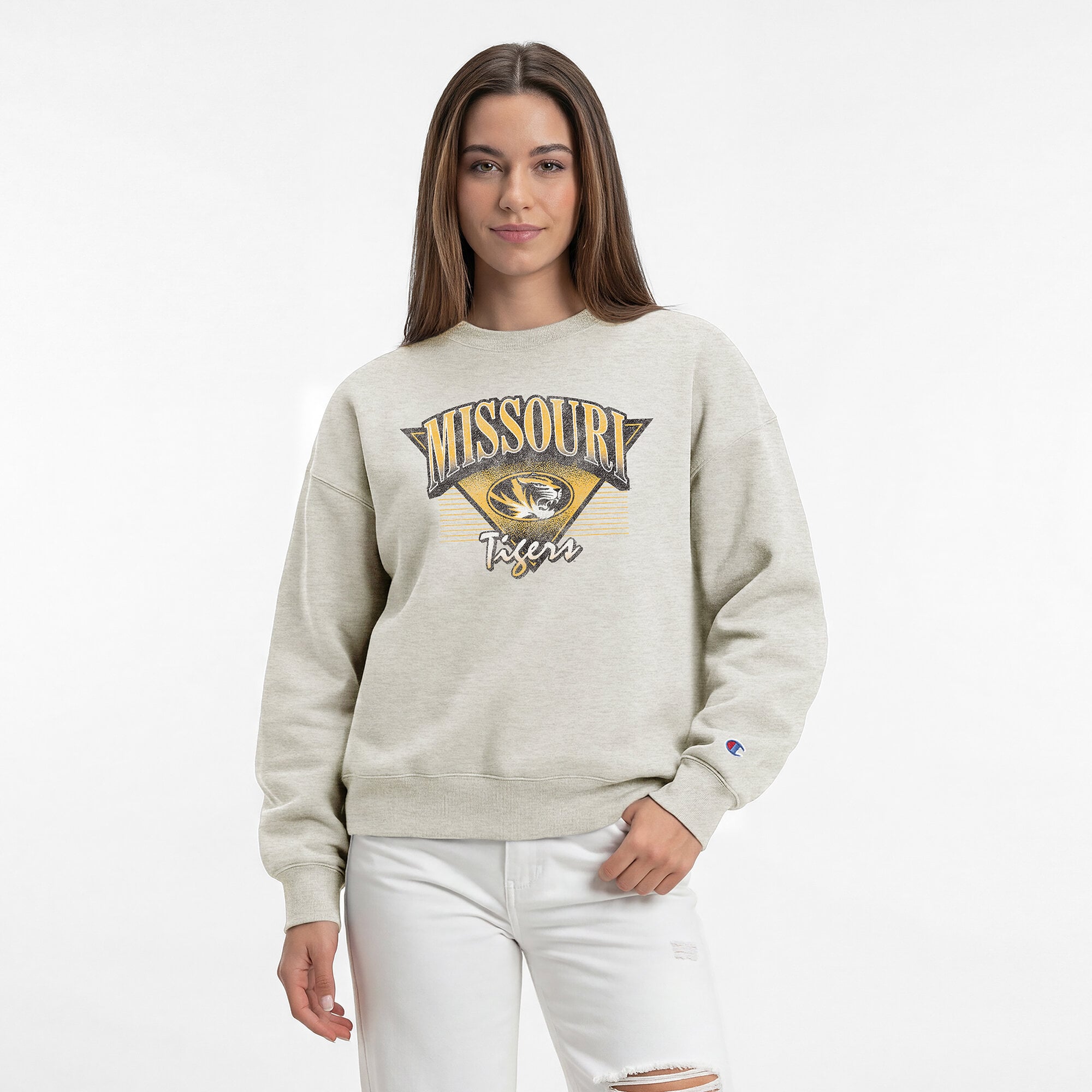 Women's Champion Oatmeal Missouri Tigers All-Star Weave Sweatshirt