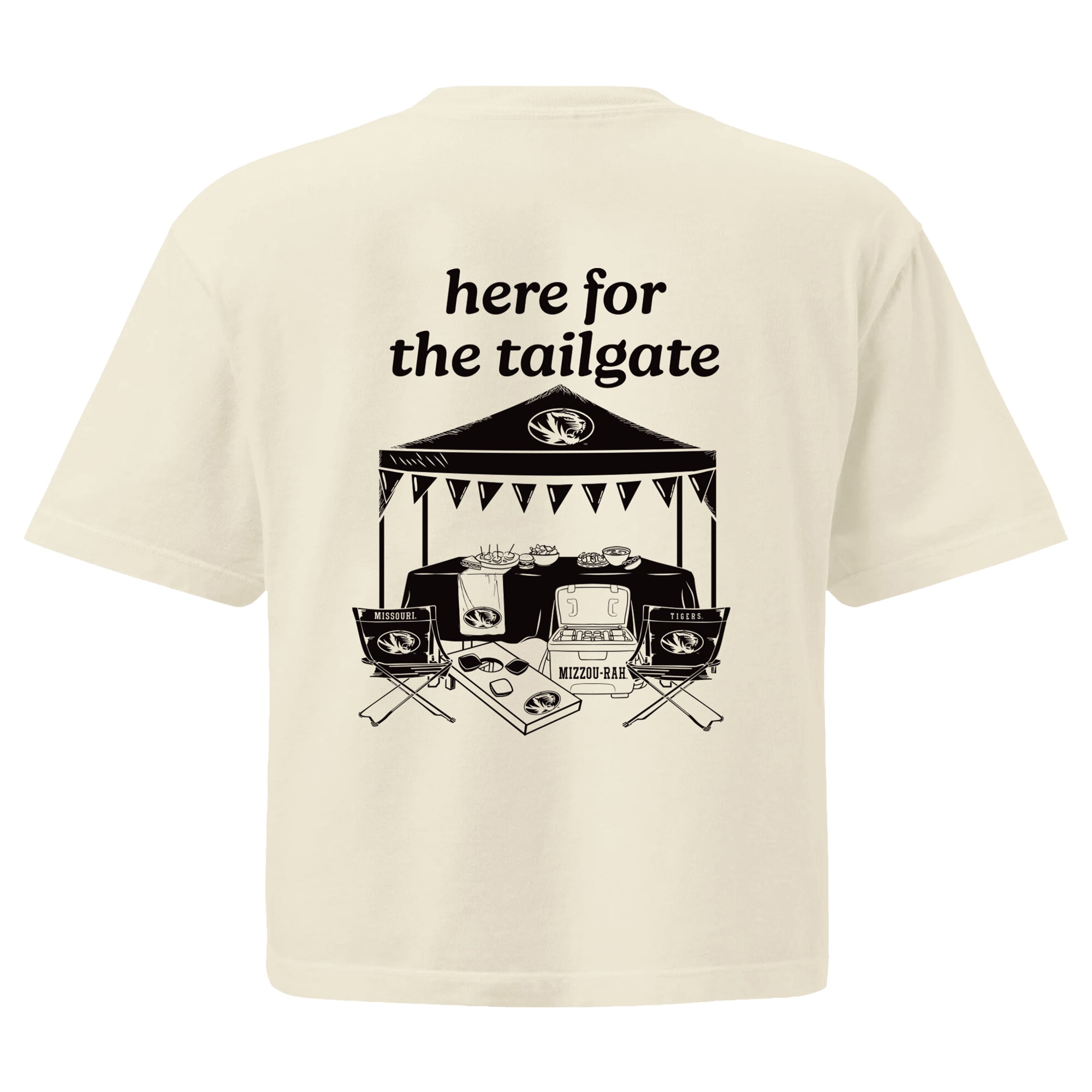 T-shirt court pour femme, couleur crème, Missouri Tigers Here For The Tailgate
