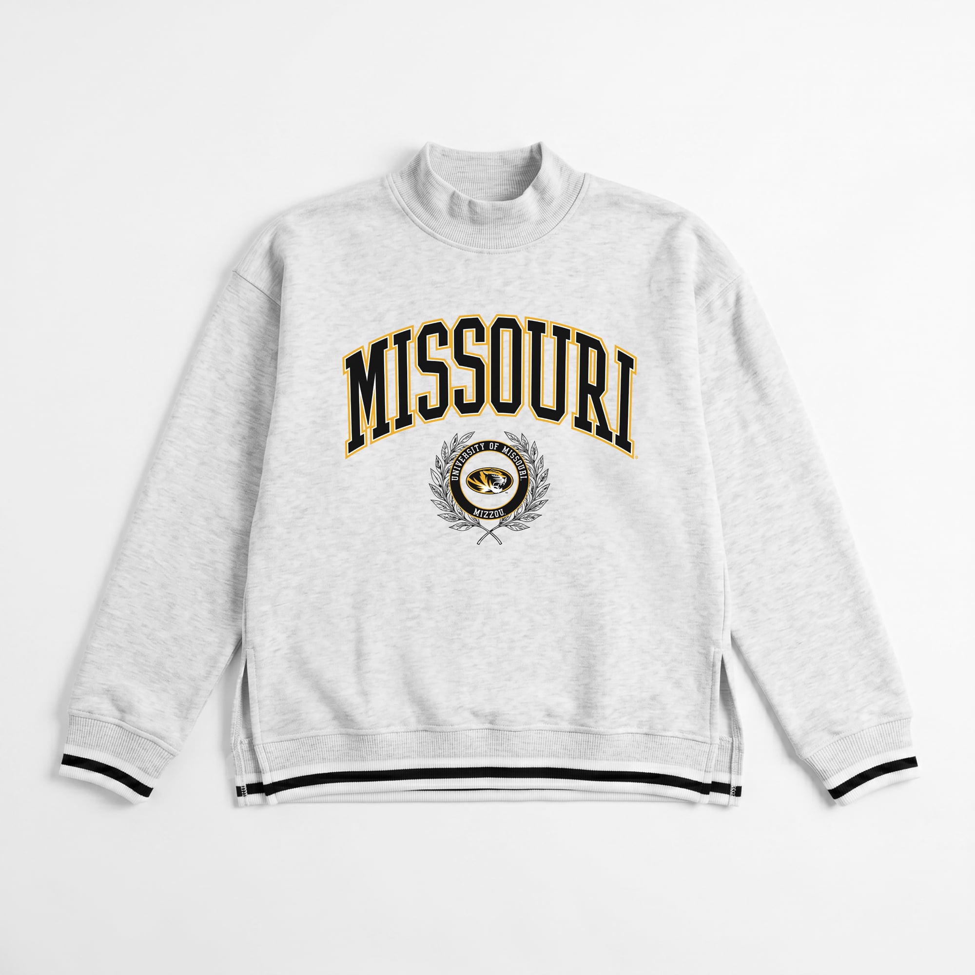 Women's Gameday Couture Gray Missouri Tigers Rally Point Contrast Stripe Mock Neck Sweatshirt