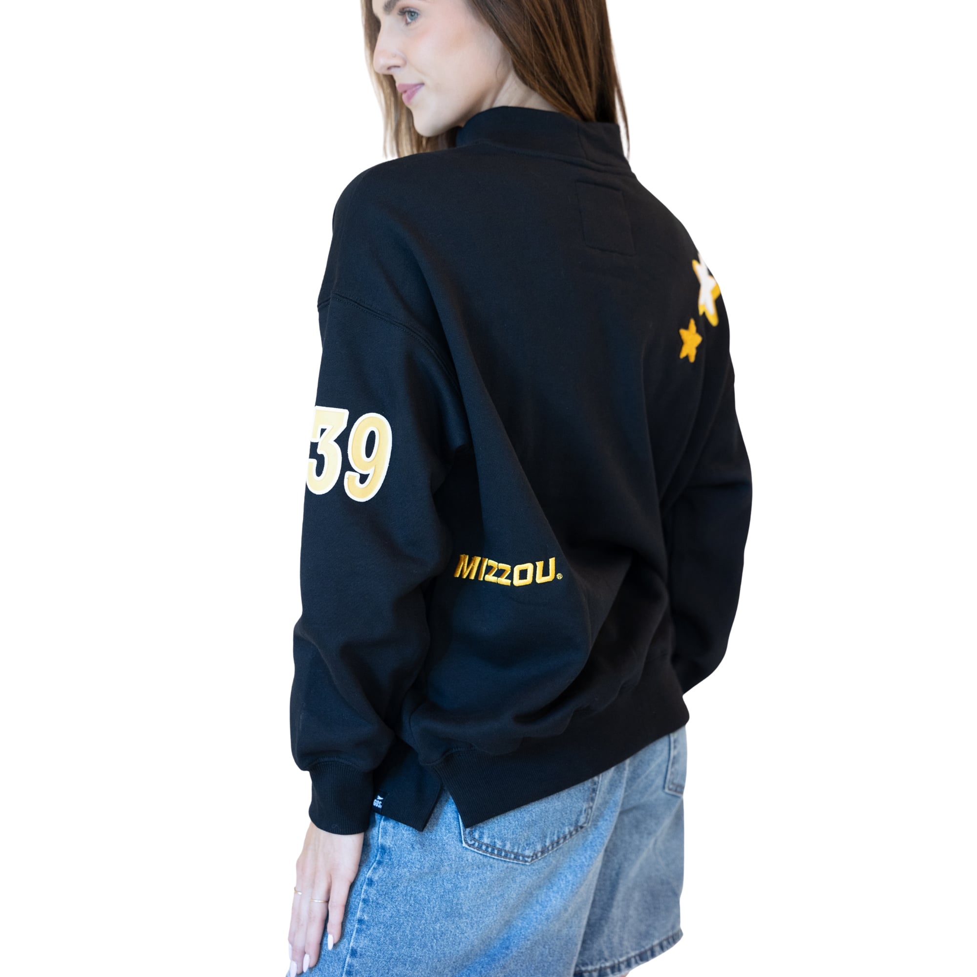 Sweat-shirt à col montant noir écusson Missouri Tigers pour femmes, collection Gameday Social