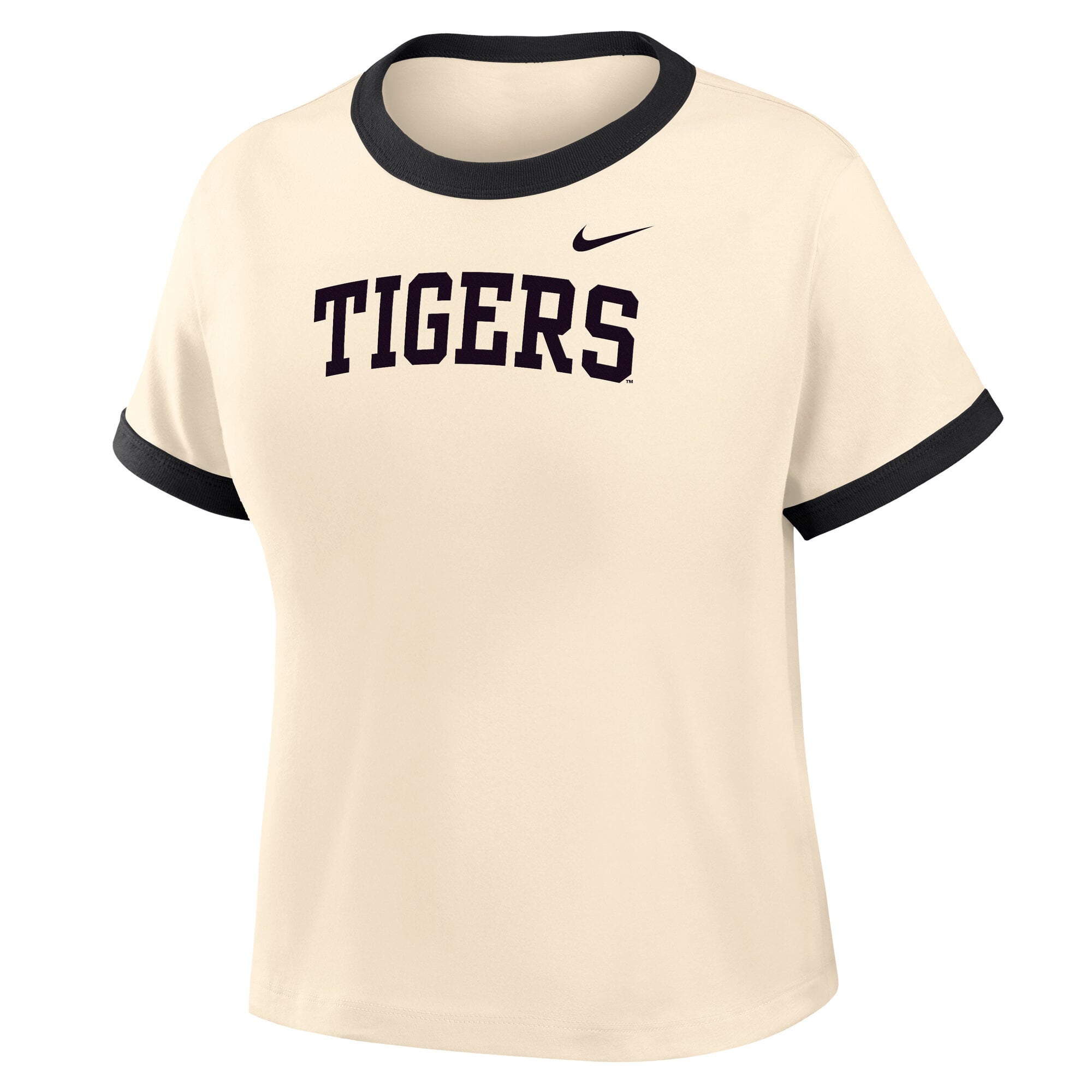 Women's Nike Natural Missouri Tigers Ringer Mod Cropped T-Shirt