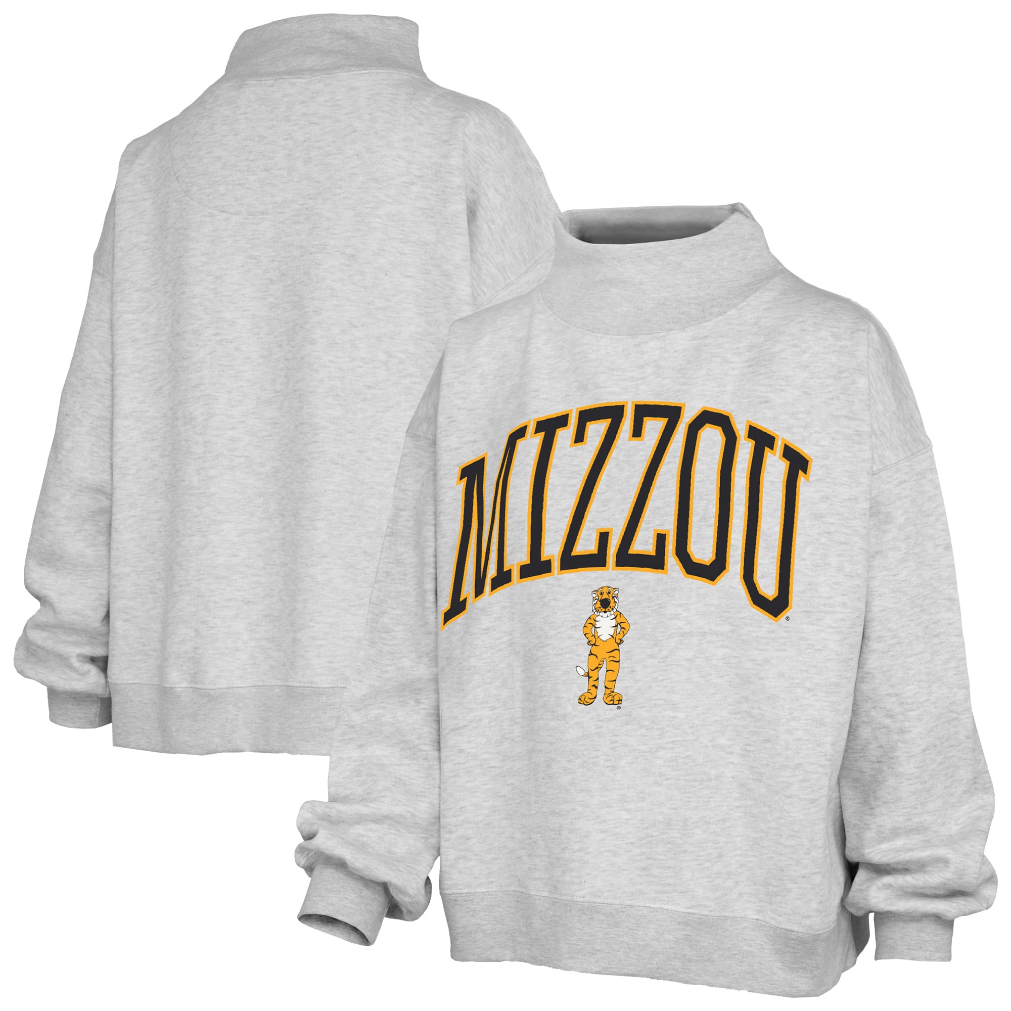 Sweat-shirt à col montant oversize en polaire avec slogan des Missouri Tigers, couleur cendre, pour femme, Pressbox.