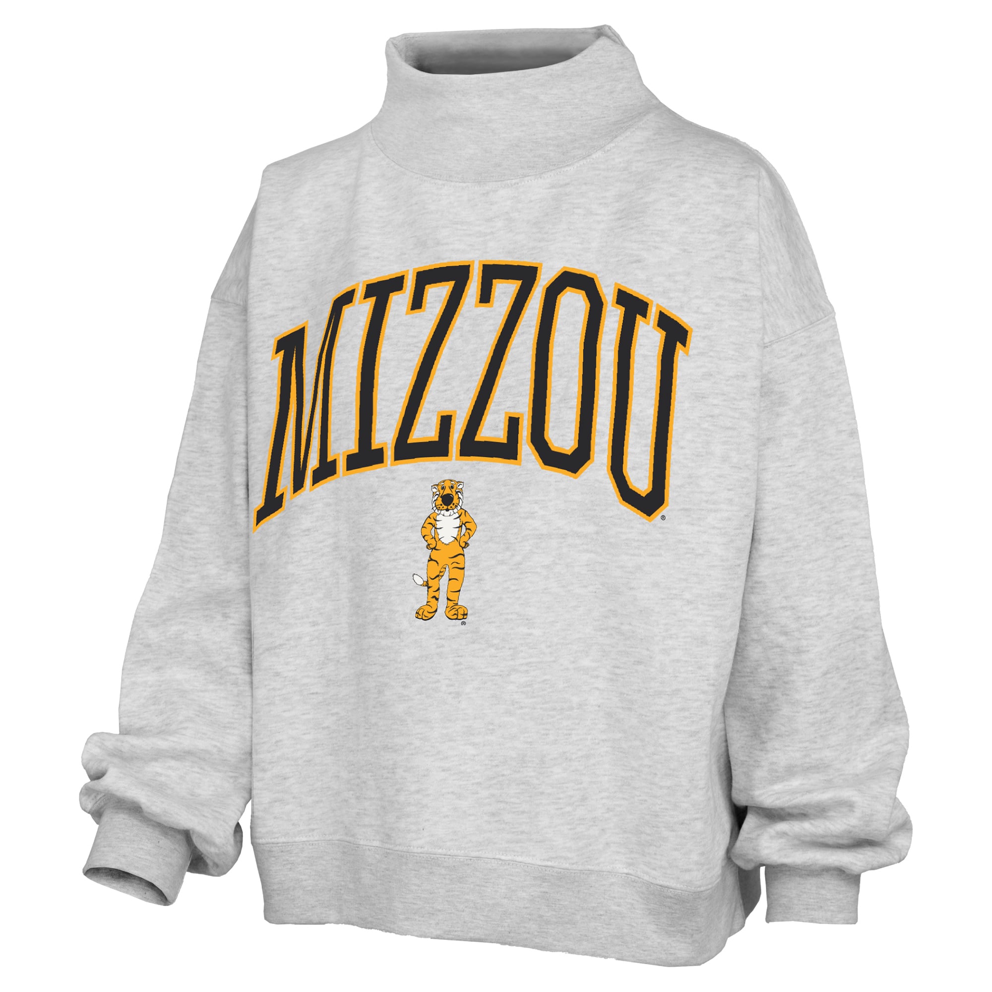 Sweat-shirt à col montant oversize en polaire avec slogan des Missouri Tigers, couleur cendre, pour femme, Pressbox.