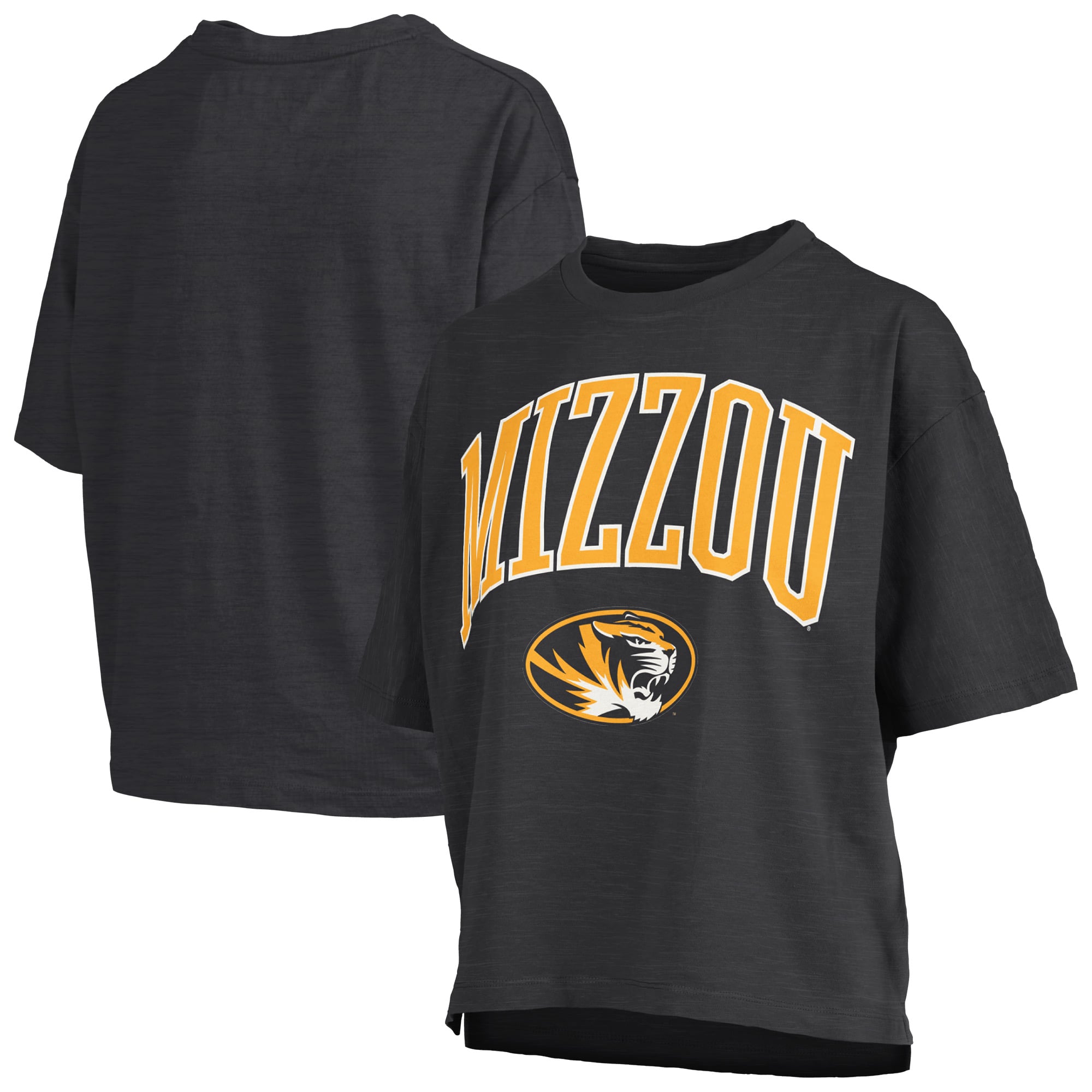 T-shirt oversize Pressbox Black Missouri Tigers Nelson Arch Over Logo Slub pour femme
