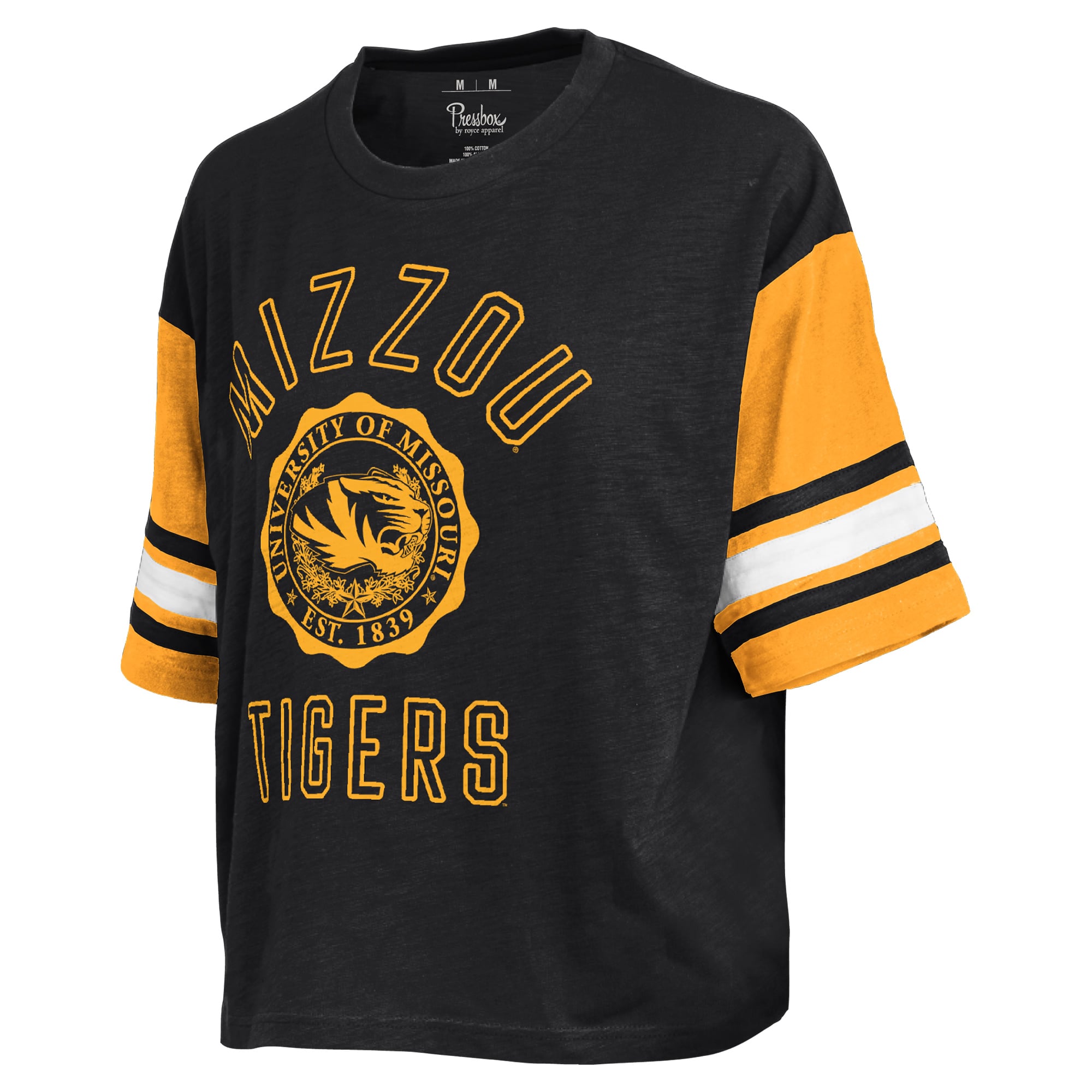 T-shirt Pressbox Black Missouri Tigers Sunday Colorblock Seal pour femmes