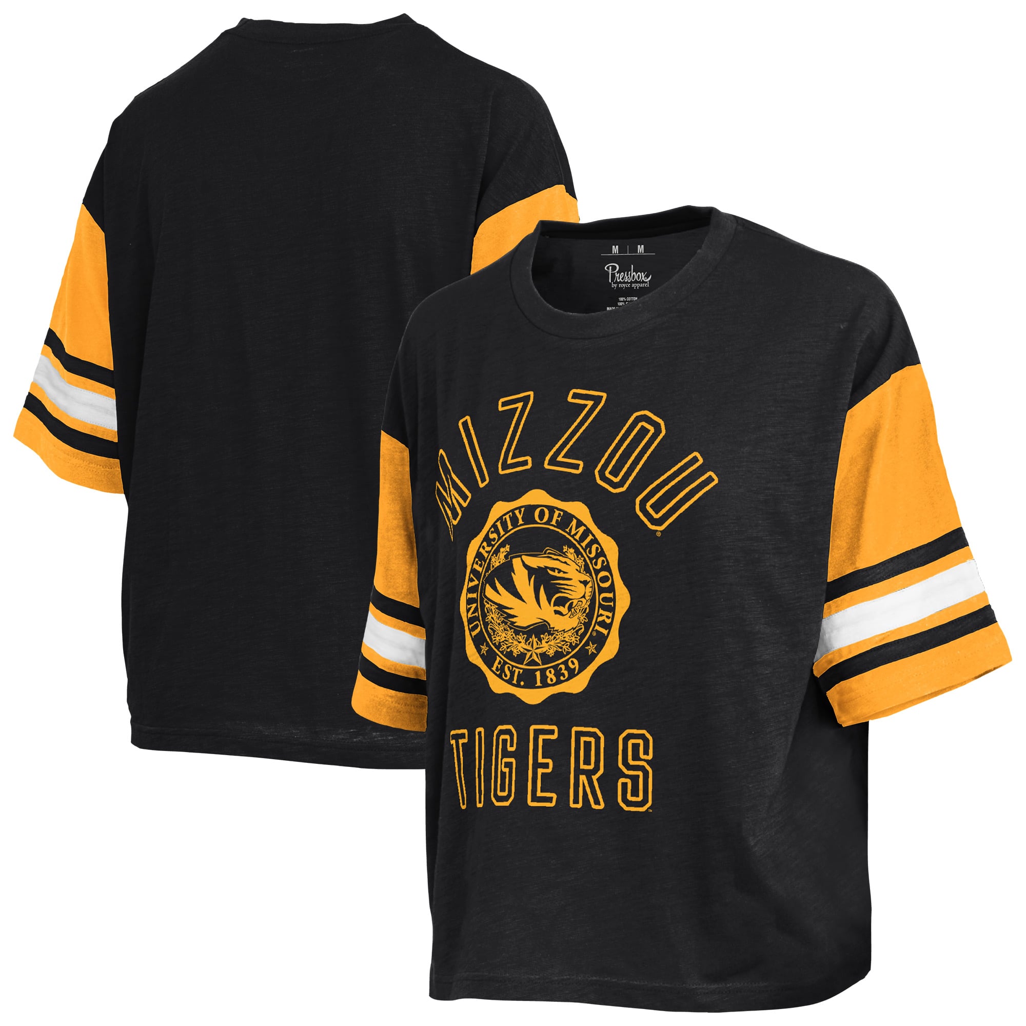 T-shirt Pressbox Black Missouri Tigers Sunday Colorblock Seal pour femmes