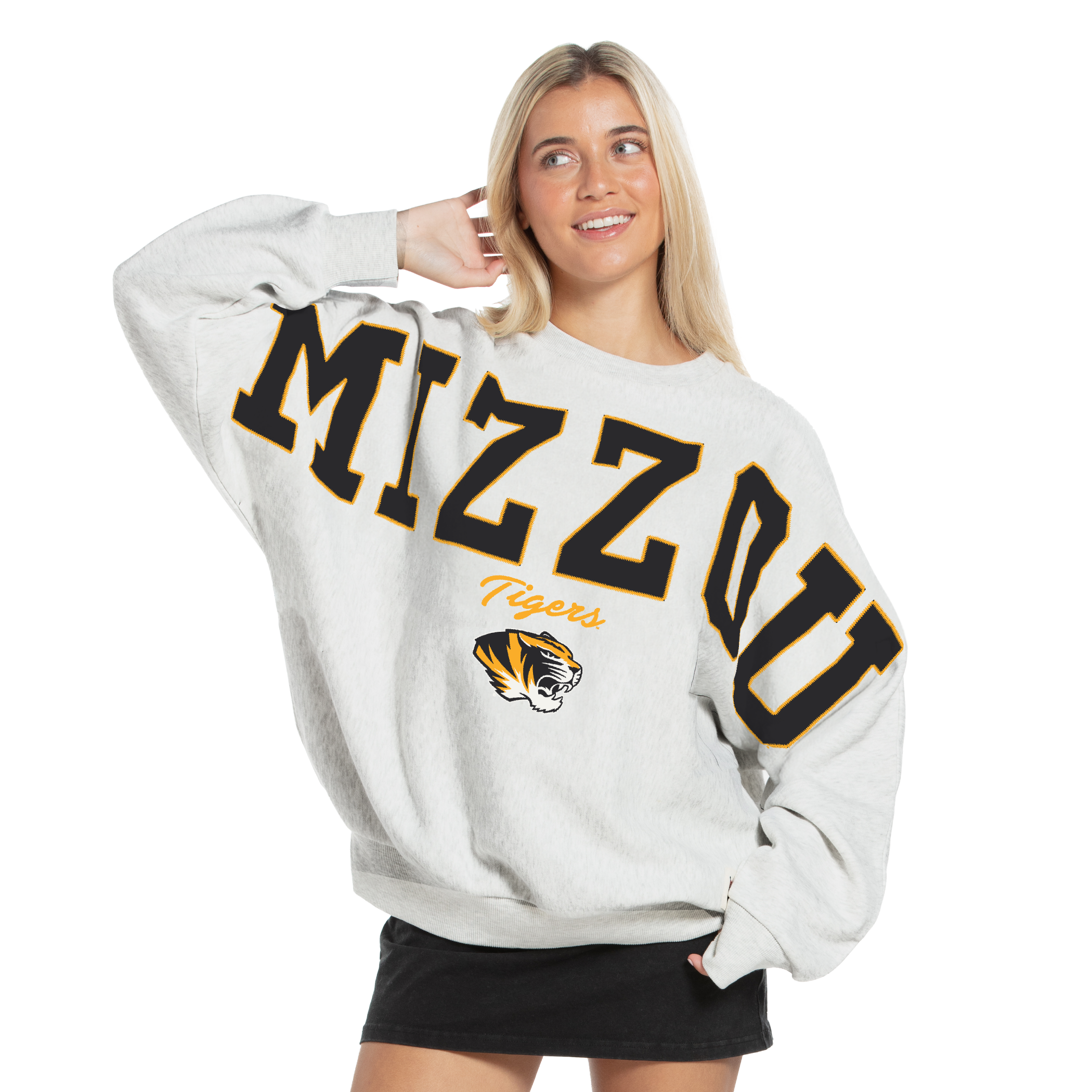 Sweat-shirt oversize en flanelle gris chiné Pressbox pour femme