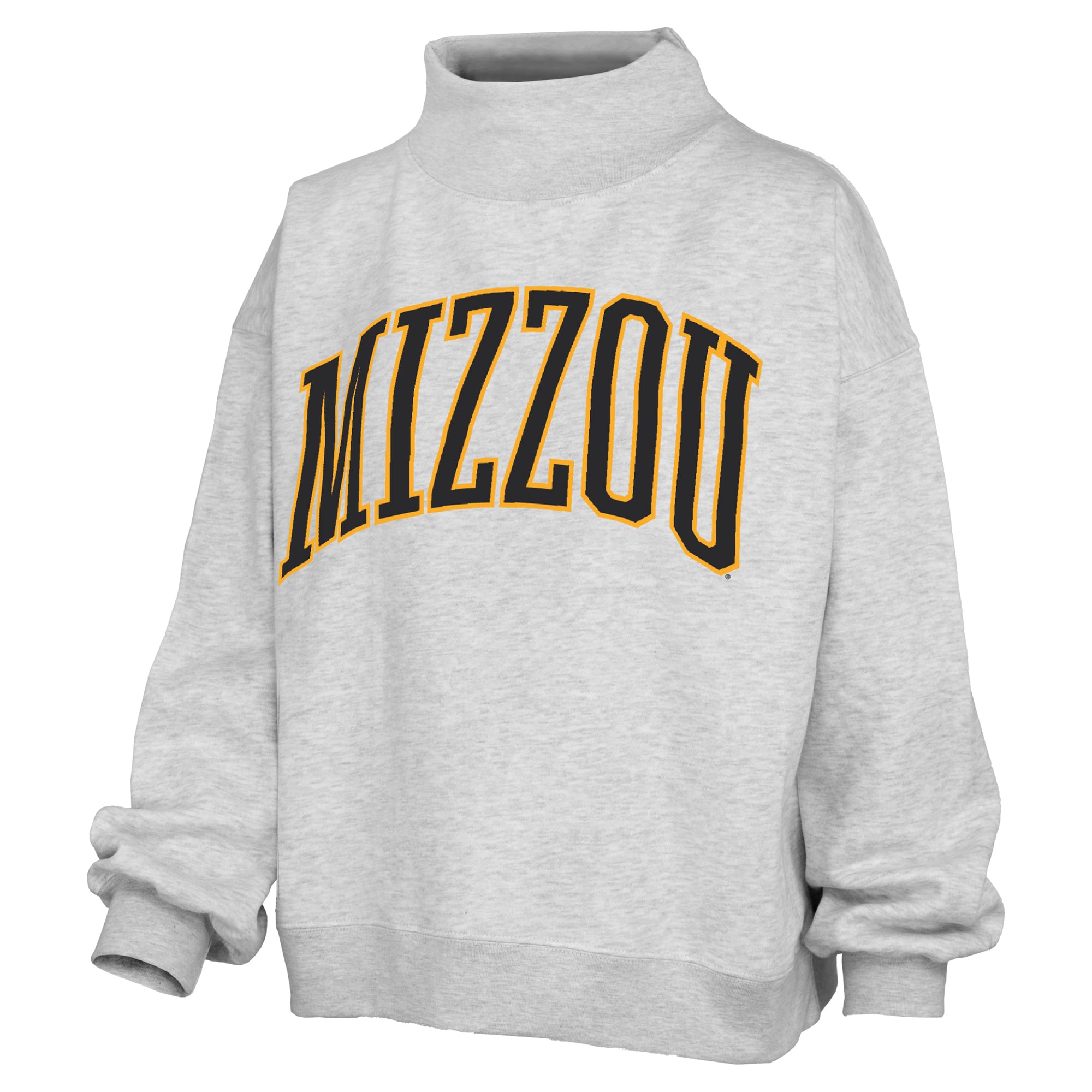 Women's Pressbox Heather Gray Missouri Tigers Oversized Nelson Mock Neck Sweatshirt