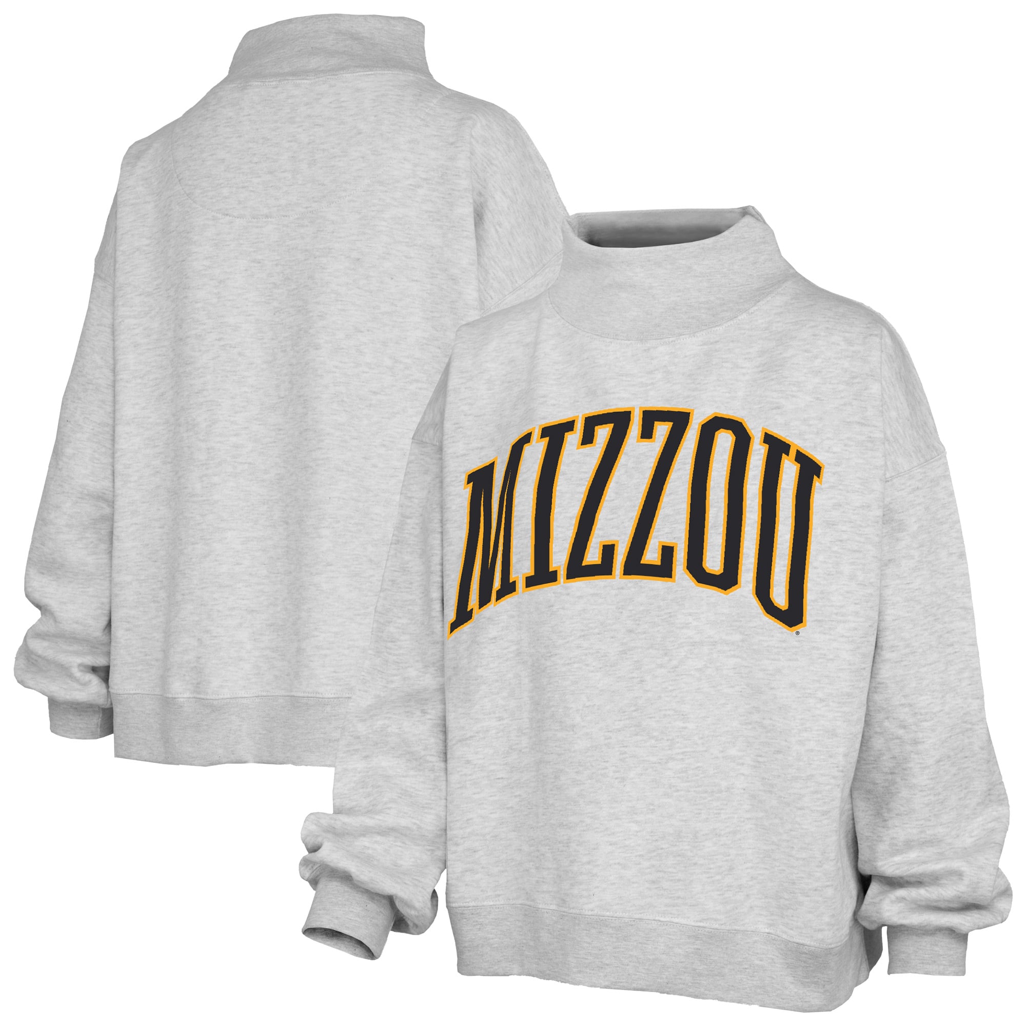 Women's Pressbox Heather Gray Missouri Tigers Oversized Nelson Mock Neck Sweatshirt