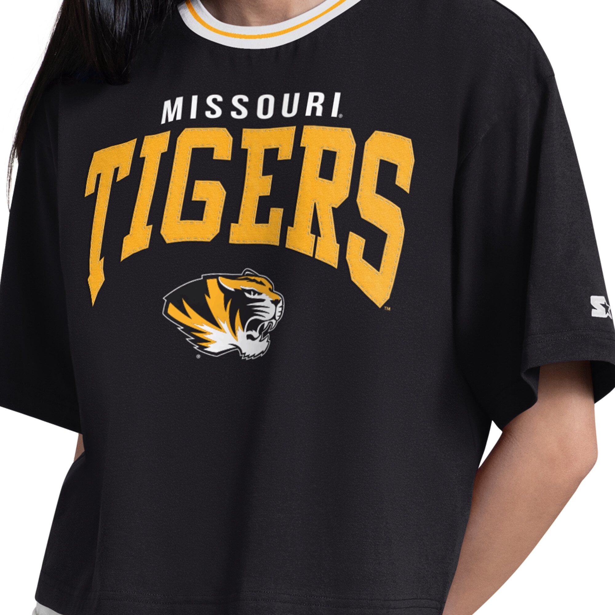 T-shirt court Starter noir pour femmes Missouri Tigers Ace