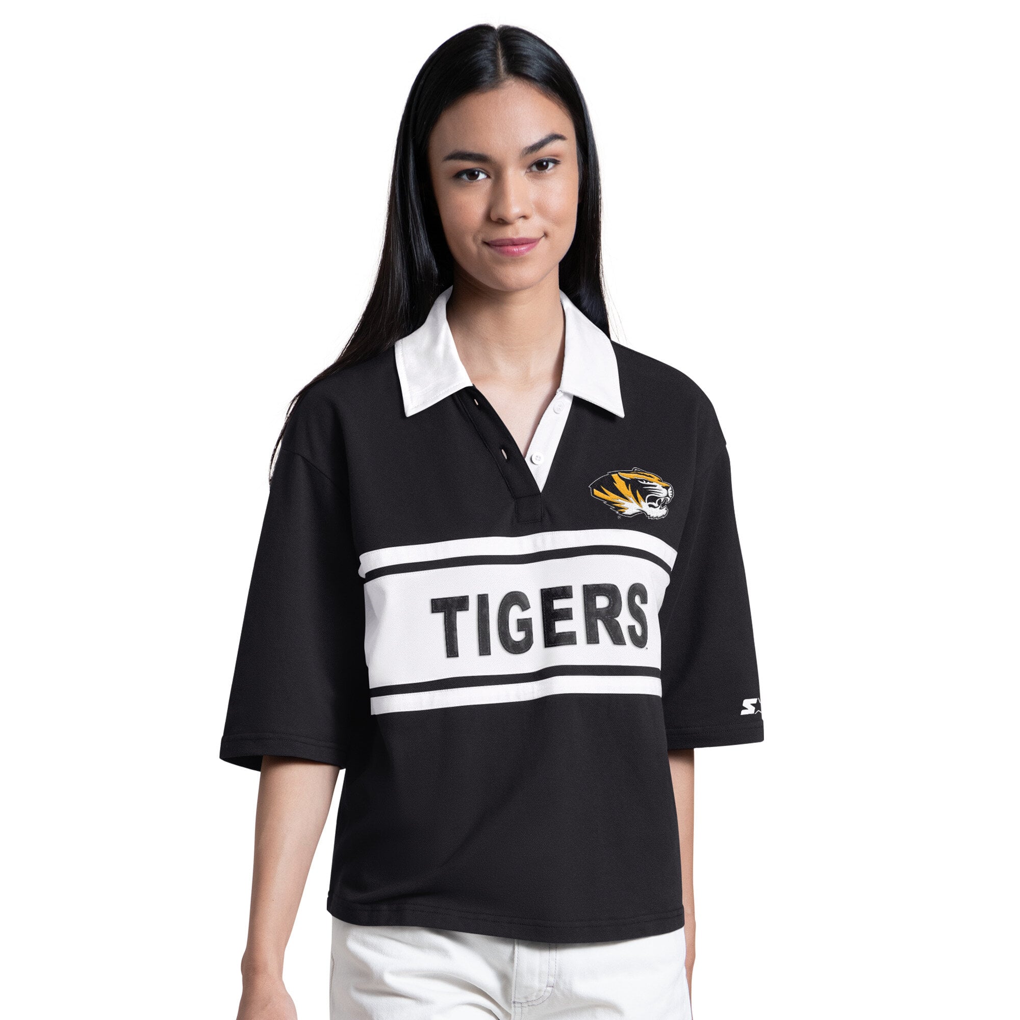 Polo Starter noir pour femme, modèle Outfielder des Missouri Tigers
