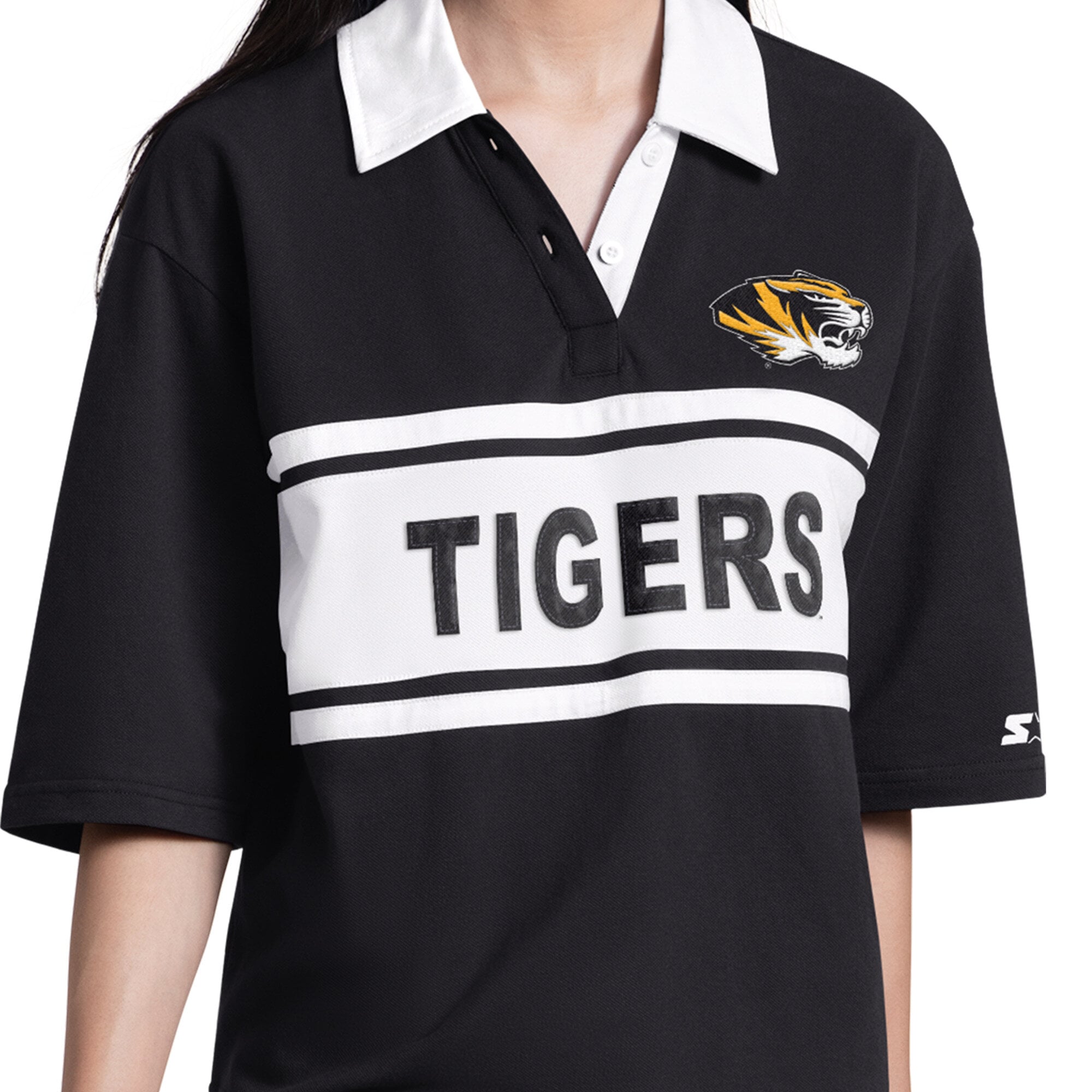 Polo Starter noir pour femme, modèle Outfielder des Missouri Tigers