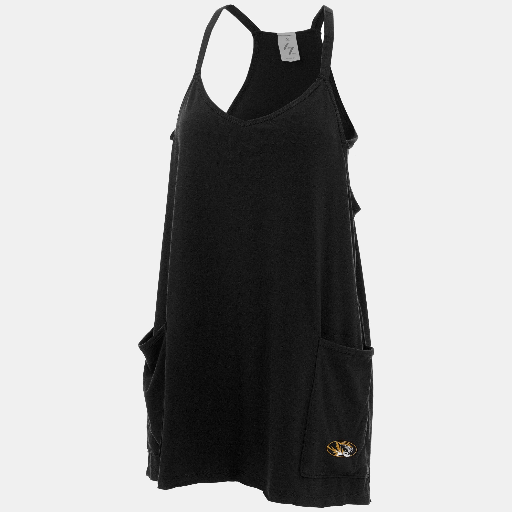Robe-jupe-short ZooZatz noire pour femme, motif Missouri Tigers, en mélange de trois tissus et poches.