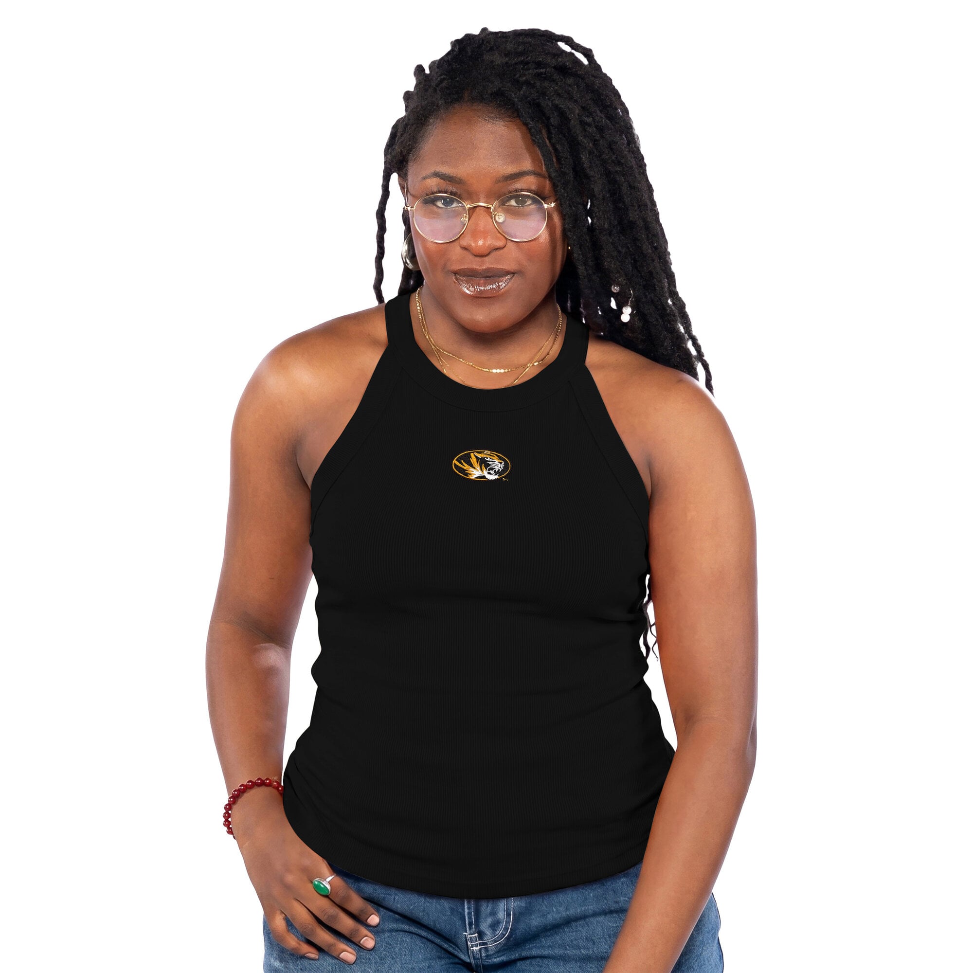 Women's ZooZatz  Black Missouri Tigers Tri-Blend Racerback Ribbed Tank Top
