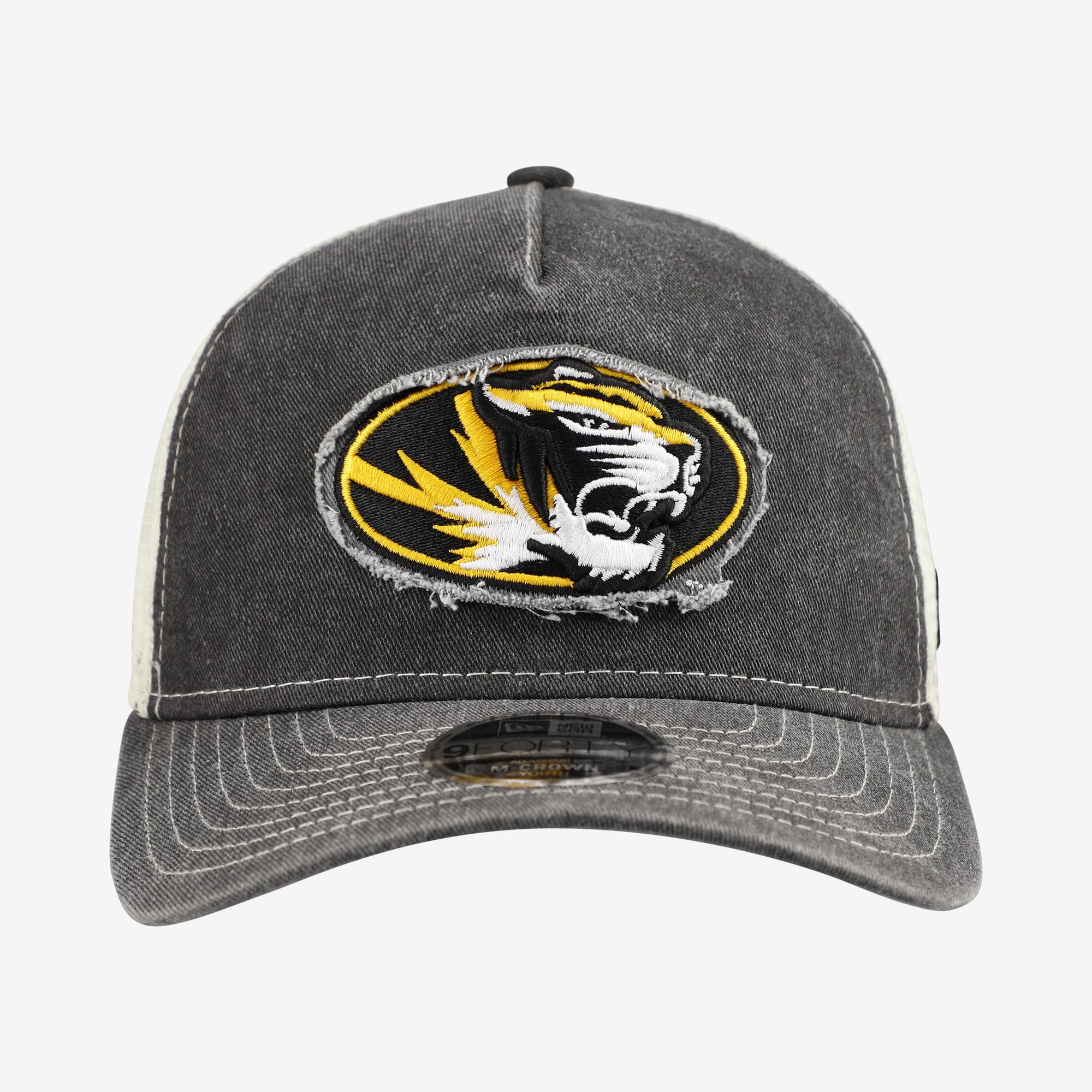 Casquette trucker rétro ajustable New Era 9FORTY Missouri Tigers noire pour jeunes, modèle A-Frame M-Crown, modèle A-Frame.
