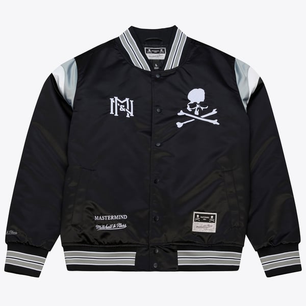 M&N x Mastermind Black Satin Full-Snap Jacket