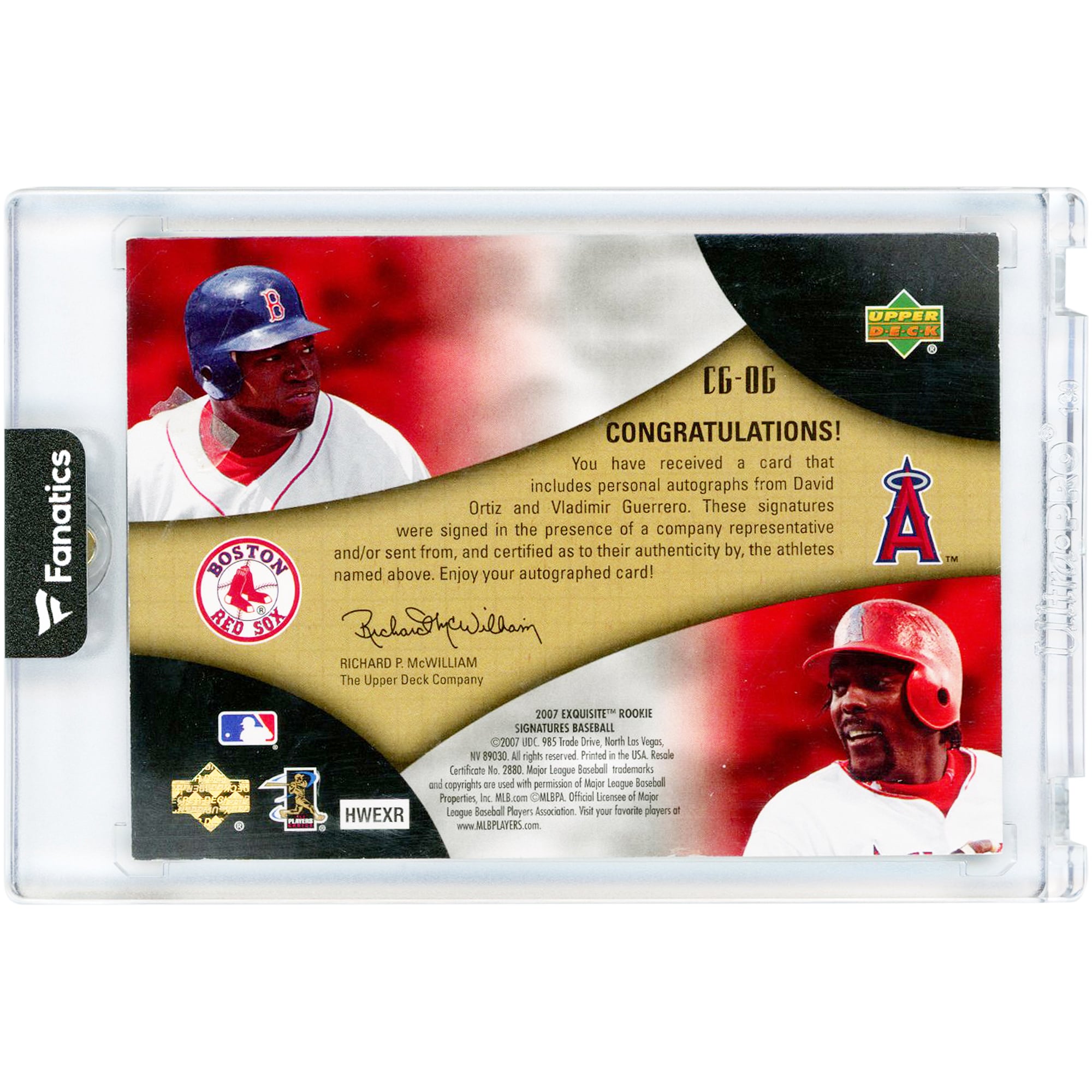 David Ortiz & Vladimir Guerrero Autographed 2007 Upper Deck Exquisite Collection Common Ground Signatures #CG-OG #18/25 Card