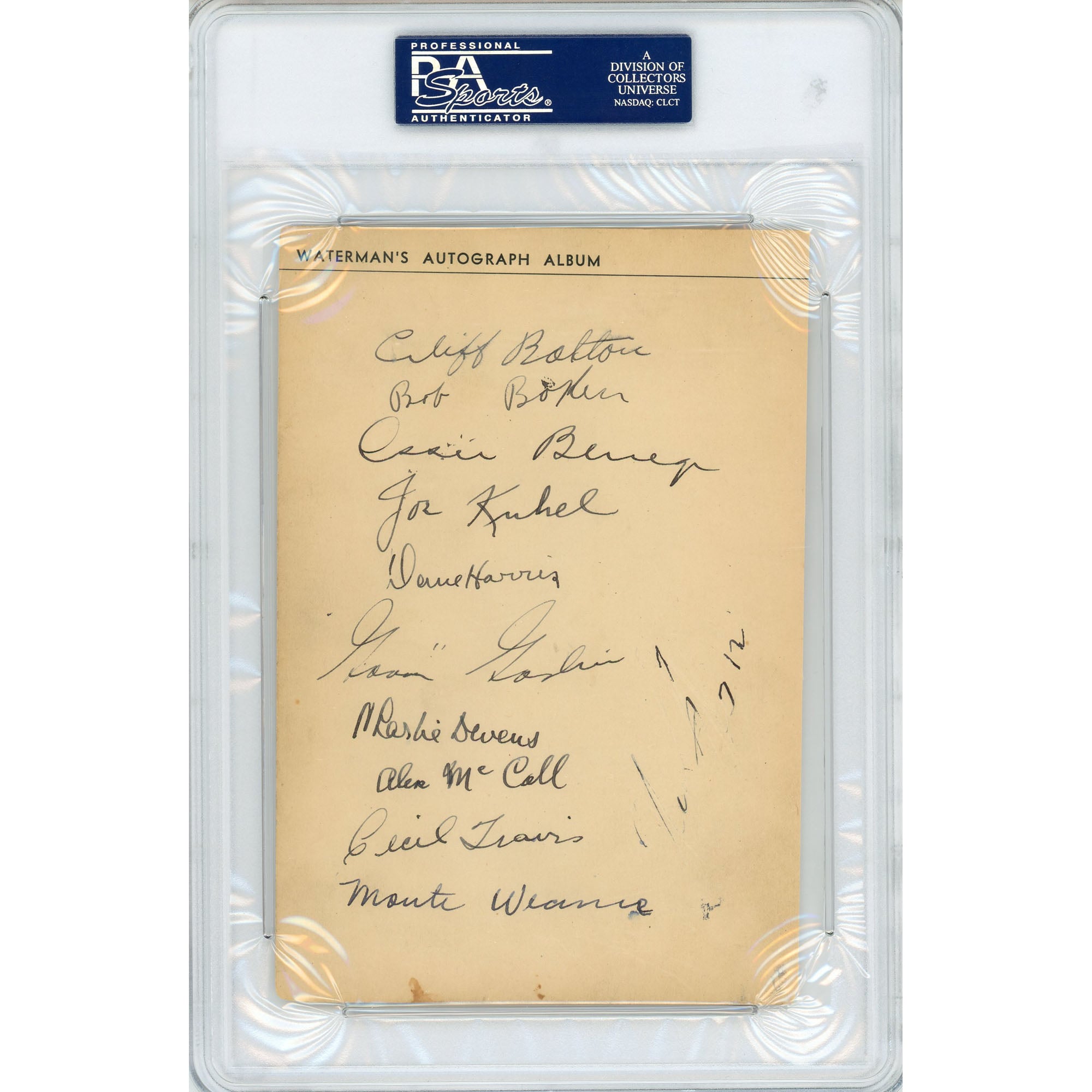 Page d'album autographiée par Herb Pennock, Goose Goslin, Luke Sewell et Joe Sewell avec 11 autres signatures - PSA/DNA