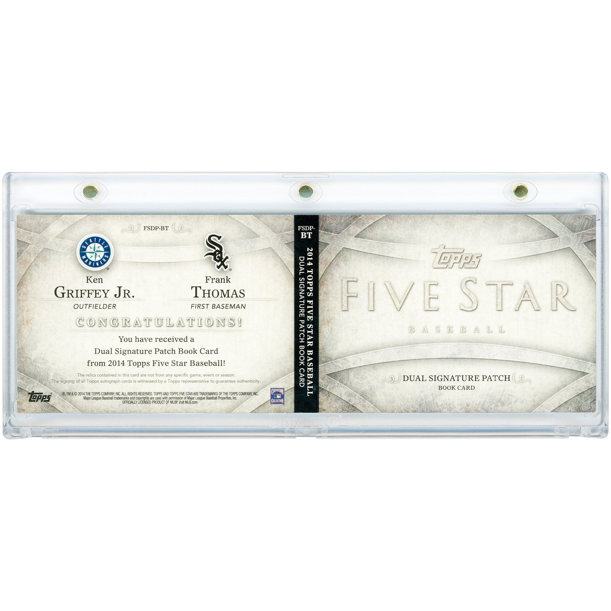 Carte relique de match Topps Five Star Dual Multi Color 2014 autographiée par Ken Griffey Jr. et Frank Thomas #FSDP-BT #2/10