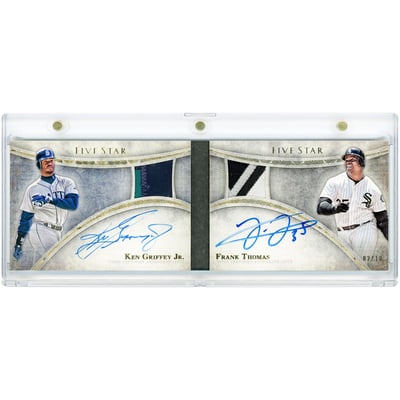Ken Griffey Jr. & Frank Thomas Autographed 2014 Topps Five Star Dual Multi Color Game Used Relic Booklet #FSDP-BT #2/10 Card