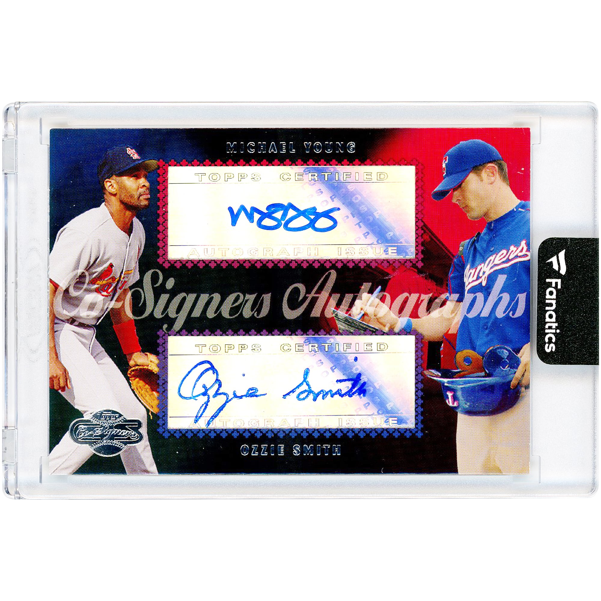 Carte Topps 2006 signée par Michael Young et Ozzie Smith (n° CS-83)