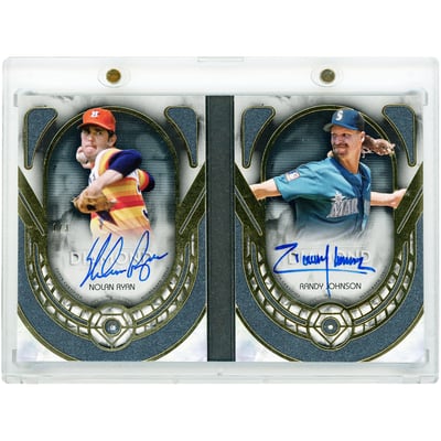 Nolan Ryan & Randy Johnson Autographed 2023 Topps Diamond Icons Dual Diamond Relics Booklet #DRBCA-RJO #1/3 Card