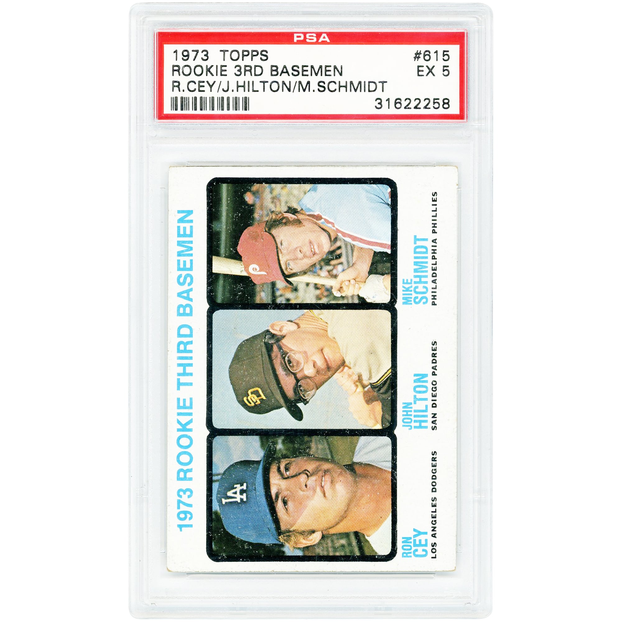 Ron Cey, John Hilton & Mike Schmidt 1973 Topps #615 PSA Authenticated 5 Rookie Card