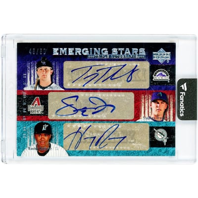 Troy Tulowitzki, Stephen Drew & Hanley Ramirez Autographed 2007 Upper Deck Premier Emerging Stars #ES3-TDR #45/50 Card