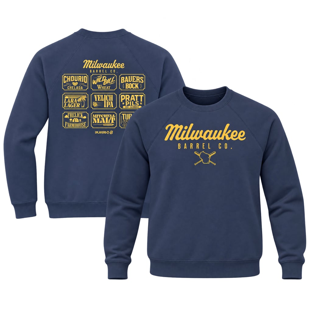 Unisex BreakingT Navy Milwaukee Barrel Co. Fleece Sweatshirt