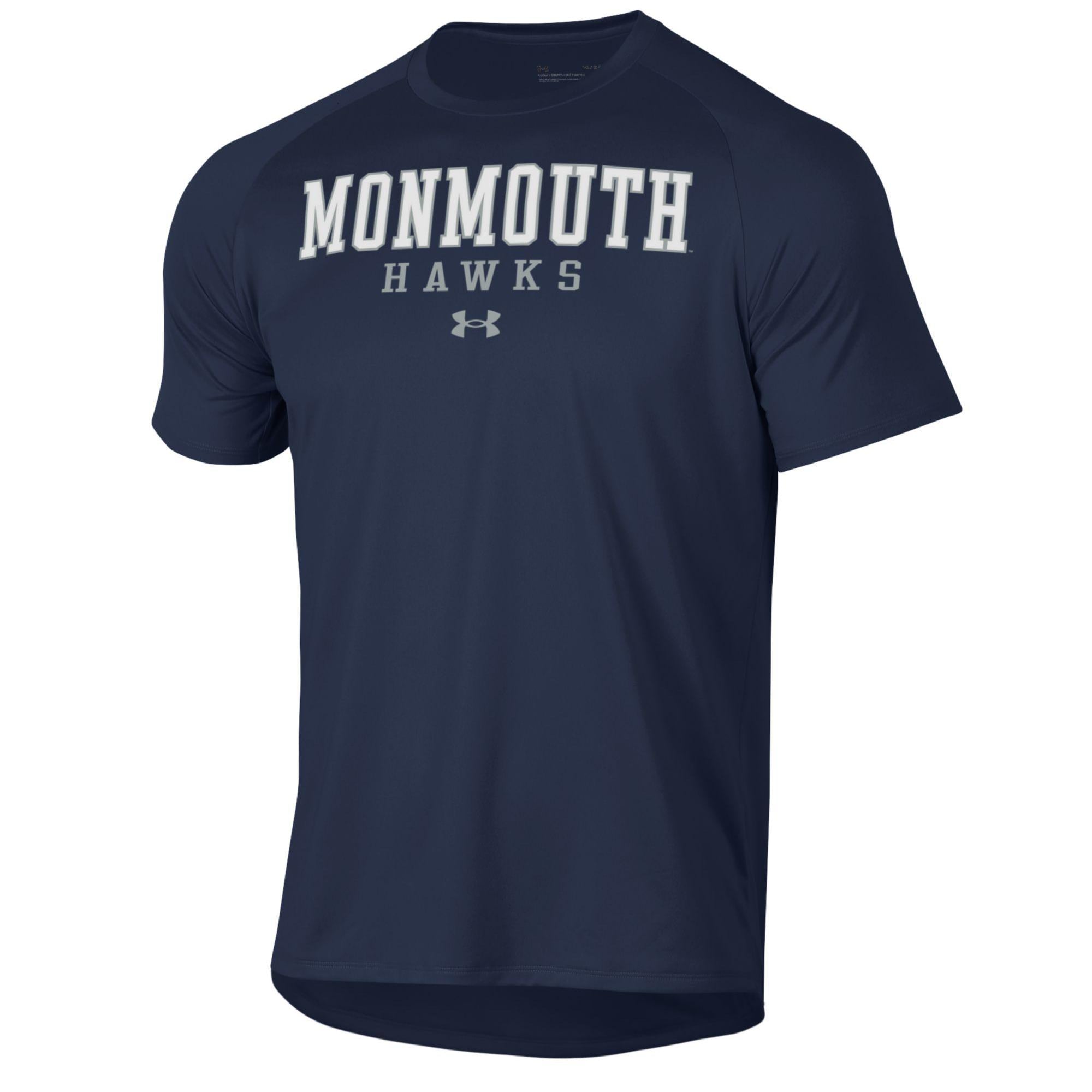 T-shirt technique Under Armour Navy Monmouth Hawks pour homme