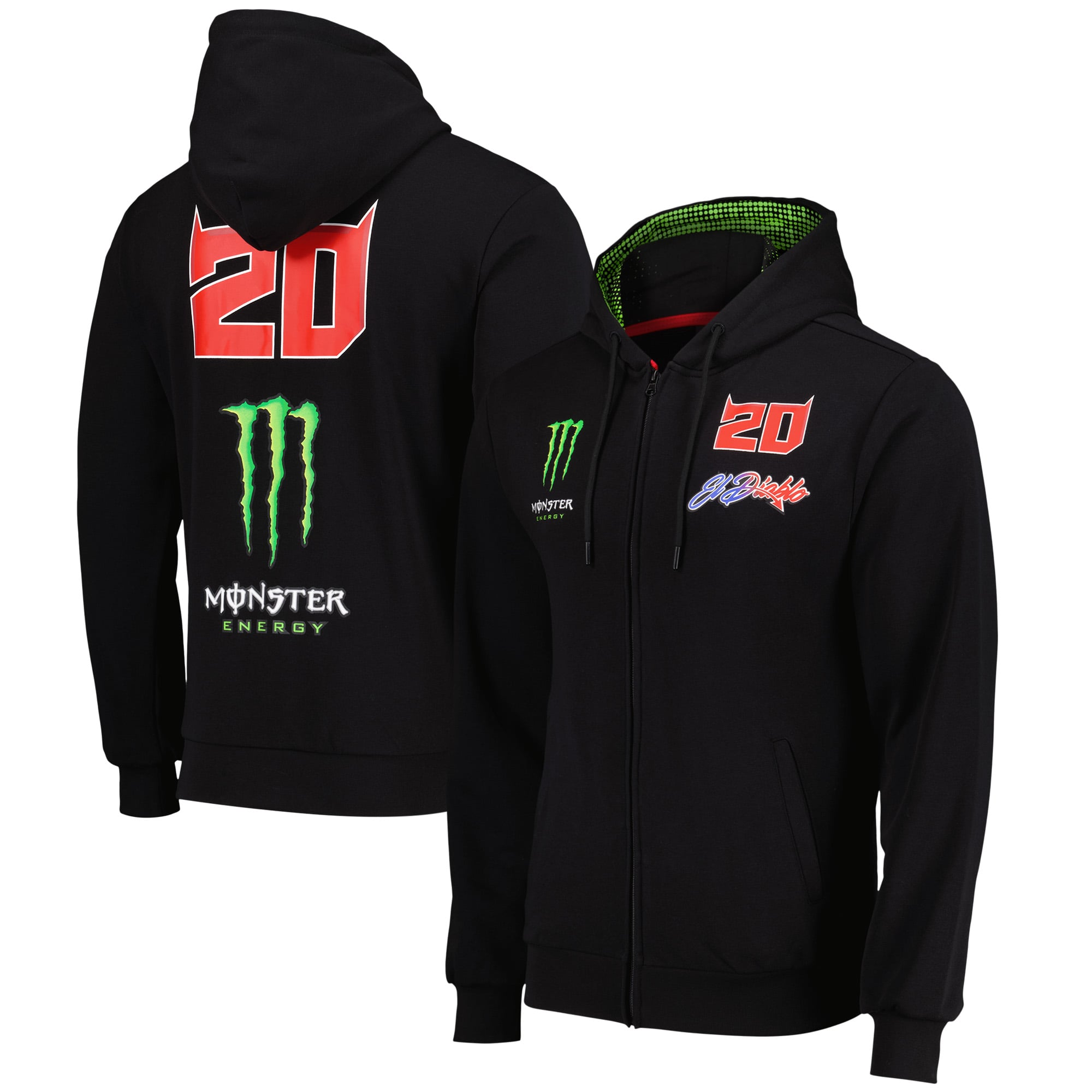 Monster Racing Hoodies Monster Energy Yamaha Dual Fabio Quartararo 20 El Diabo Monster Full ...