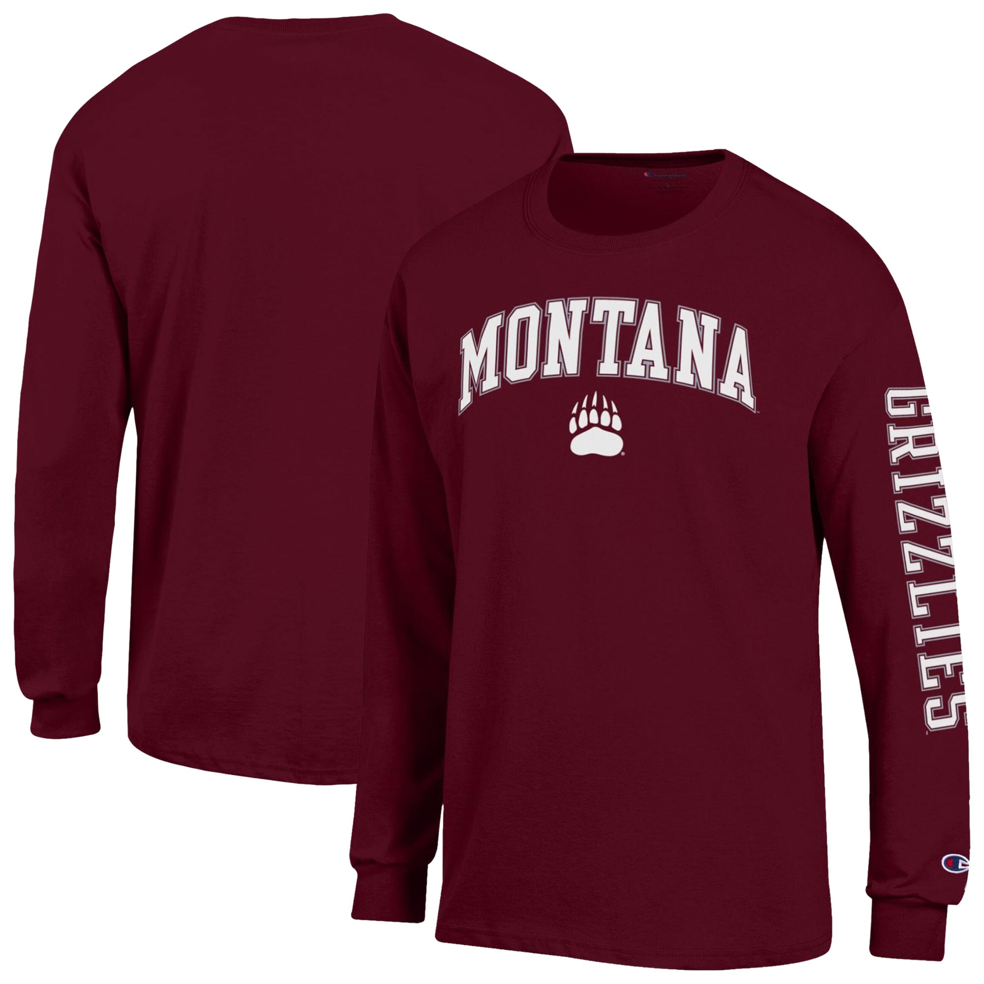 T-shirt à manches longues Champion marron Montana Grizzlies Arch Logo pour homme