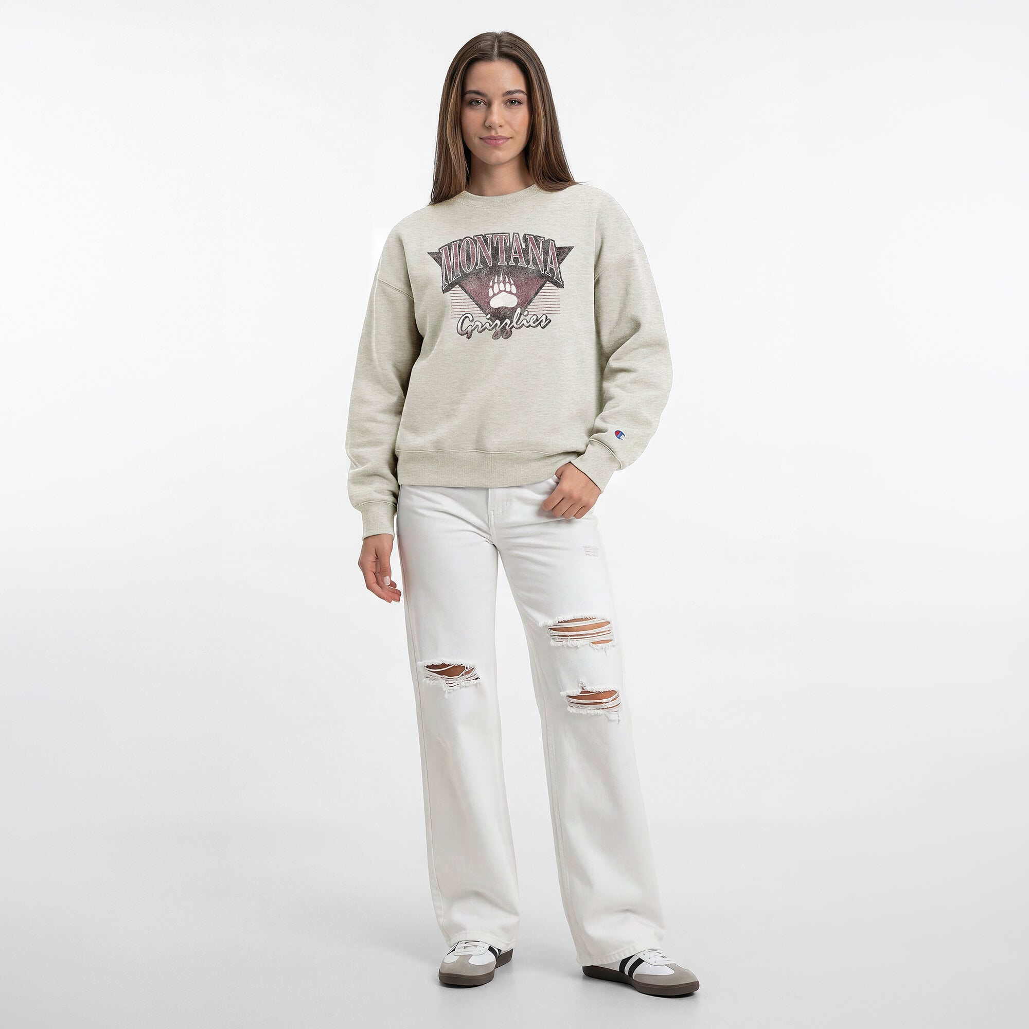 Sweat-shirt à manches longues Champion pour femmes, couleur avoine, Montana Grizzlies All-Star Weave
