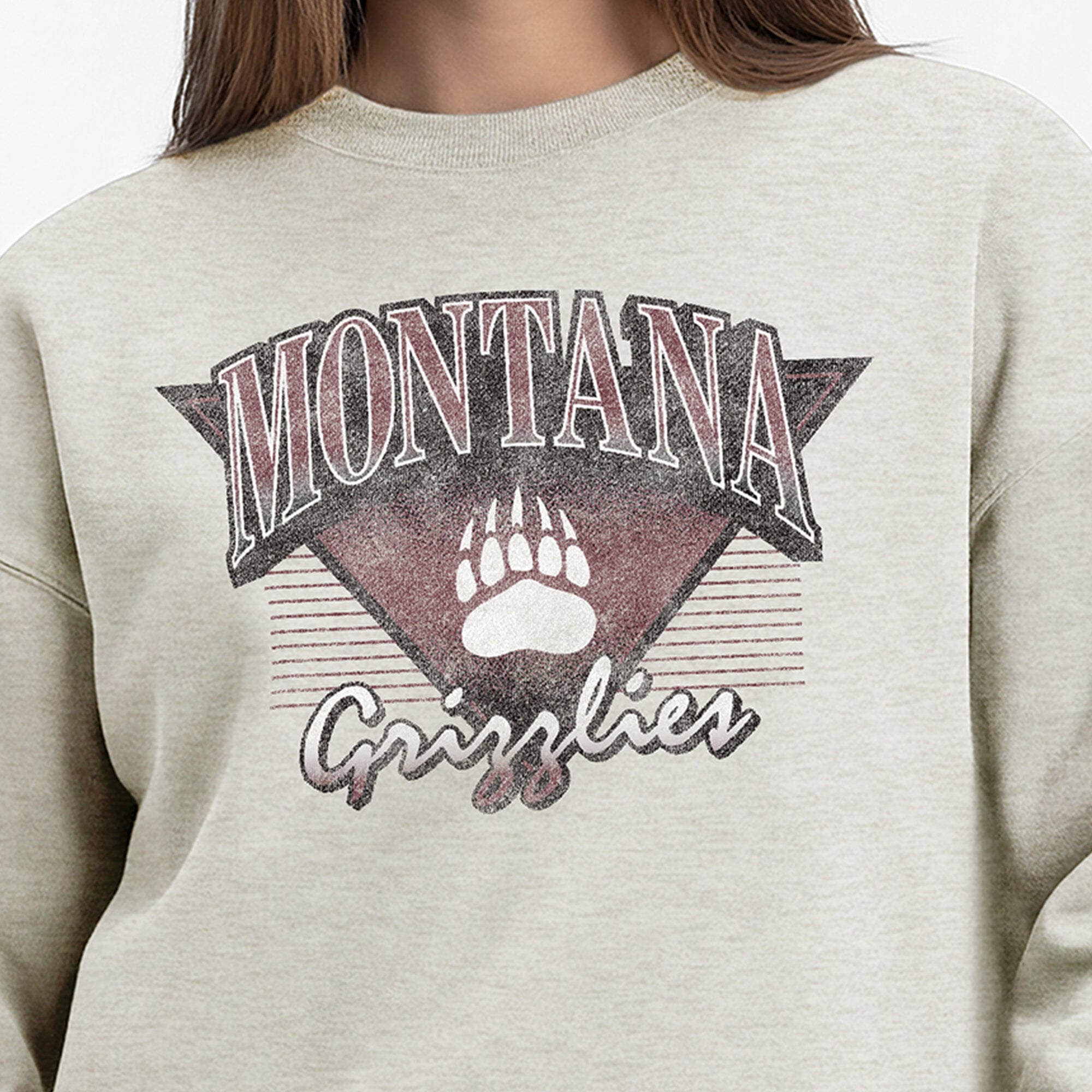 Sweat-shirt à manches longues Champion pour femmes, couleur avoine, Montana Grizzlies All-Star Weave