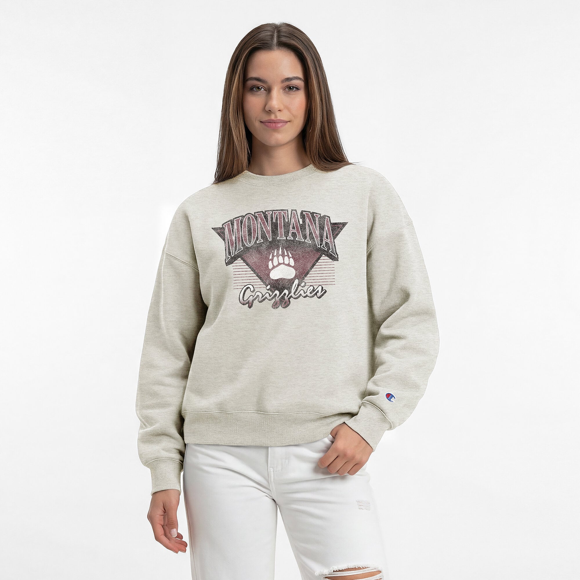 Sweat-shirt à manches longues Champion pour femmes, couleur avoine, Montana Grizzlies All-Star Weave
