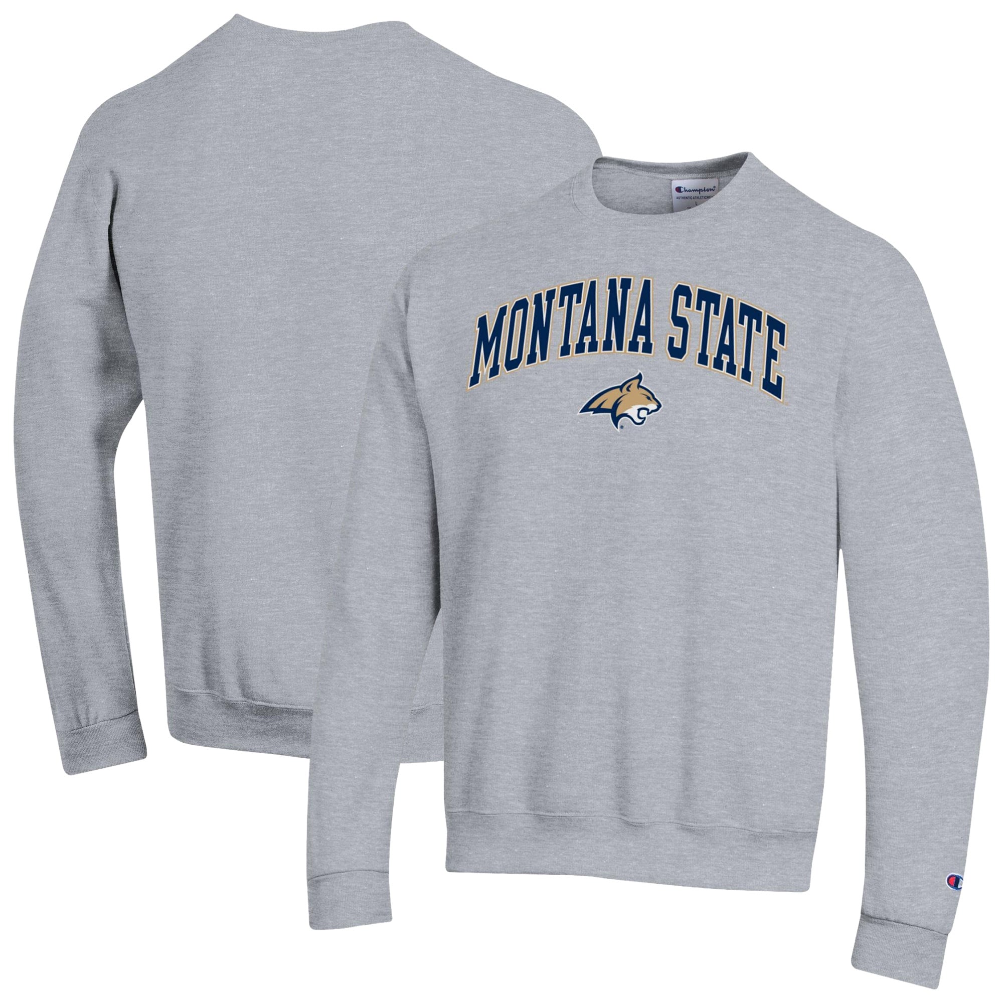 Sweat-shirt Champion pour homme, gris chiné, Montana State Bobcats Arch Powerblend
